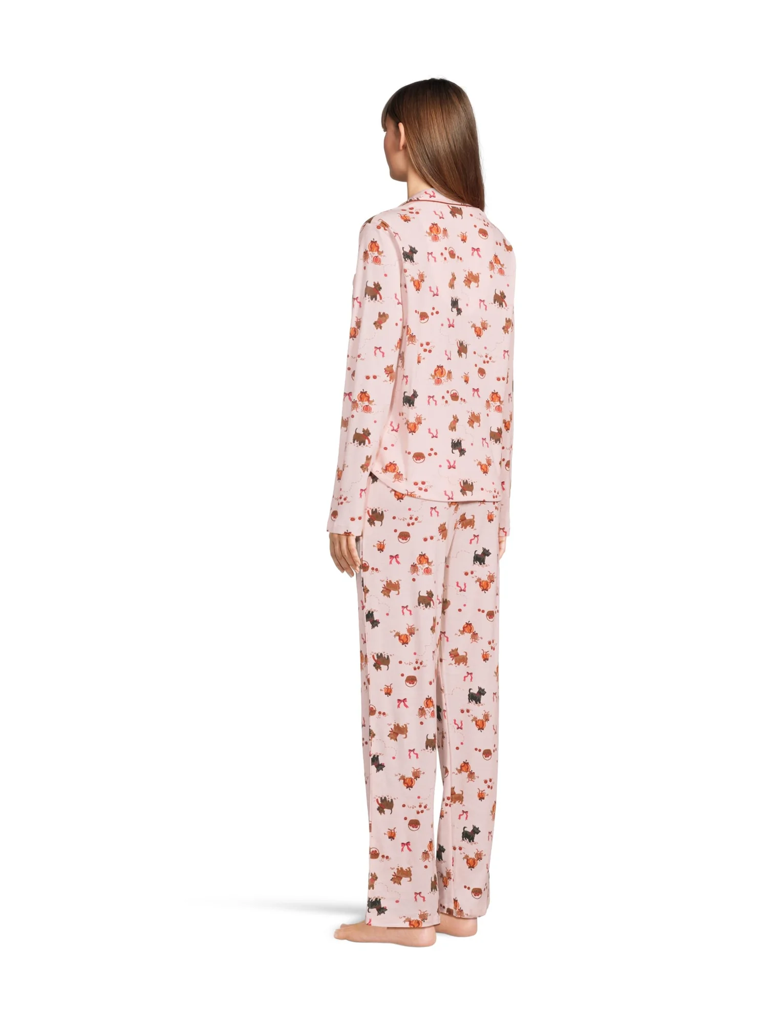 Пижама Karen Neuburger Novelty Print Long Sleeve Girlfriend Pajama Set, цвет Apple Orchard Scotties — изображение 3 из 4