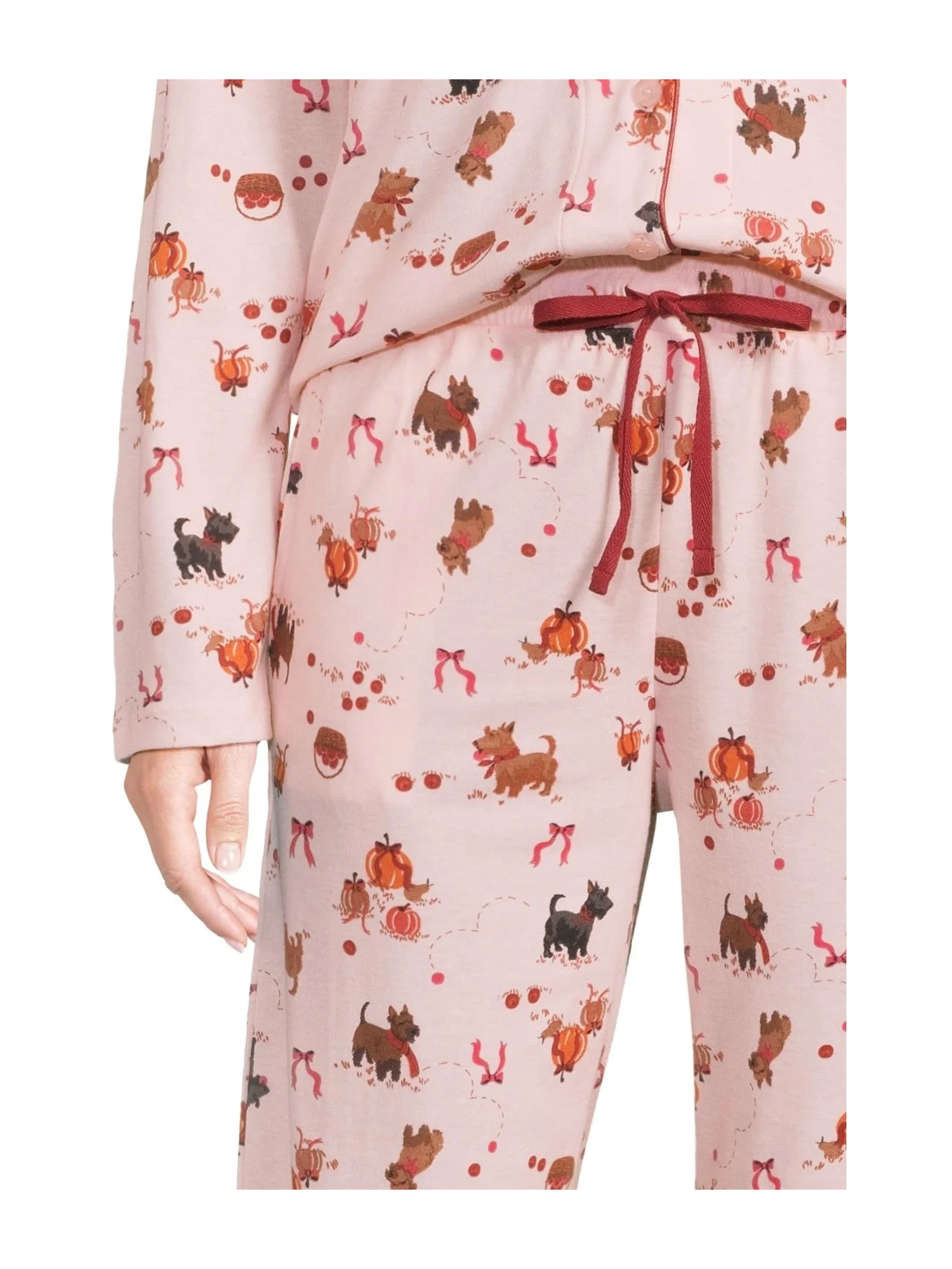 Пижама Karen Neuburger Novelty Print Long Sleeve Girlfriend Pajama Set, цвет Apple Orchard Scotties — изображение 4 из 4