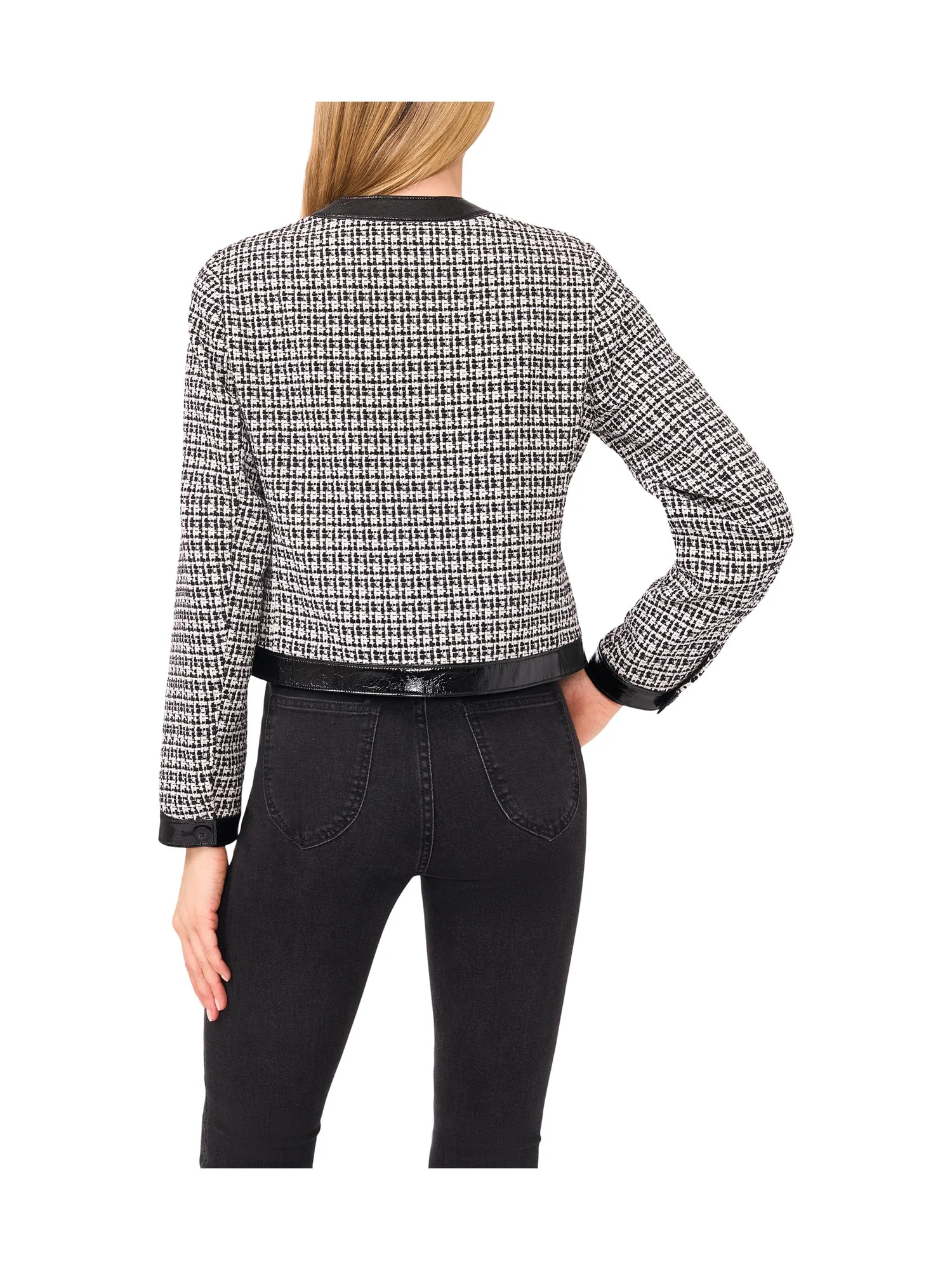 Куртка CeCe Long Sleeve Tweed Front Pocket Jacket — изображение 2 из 3, насыщенный черный