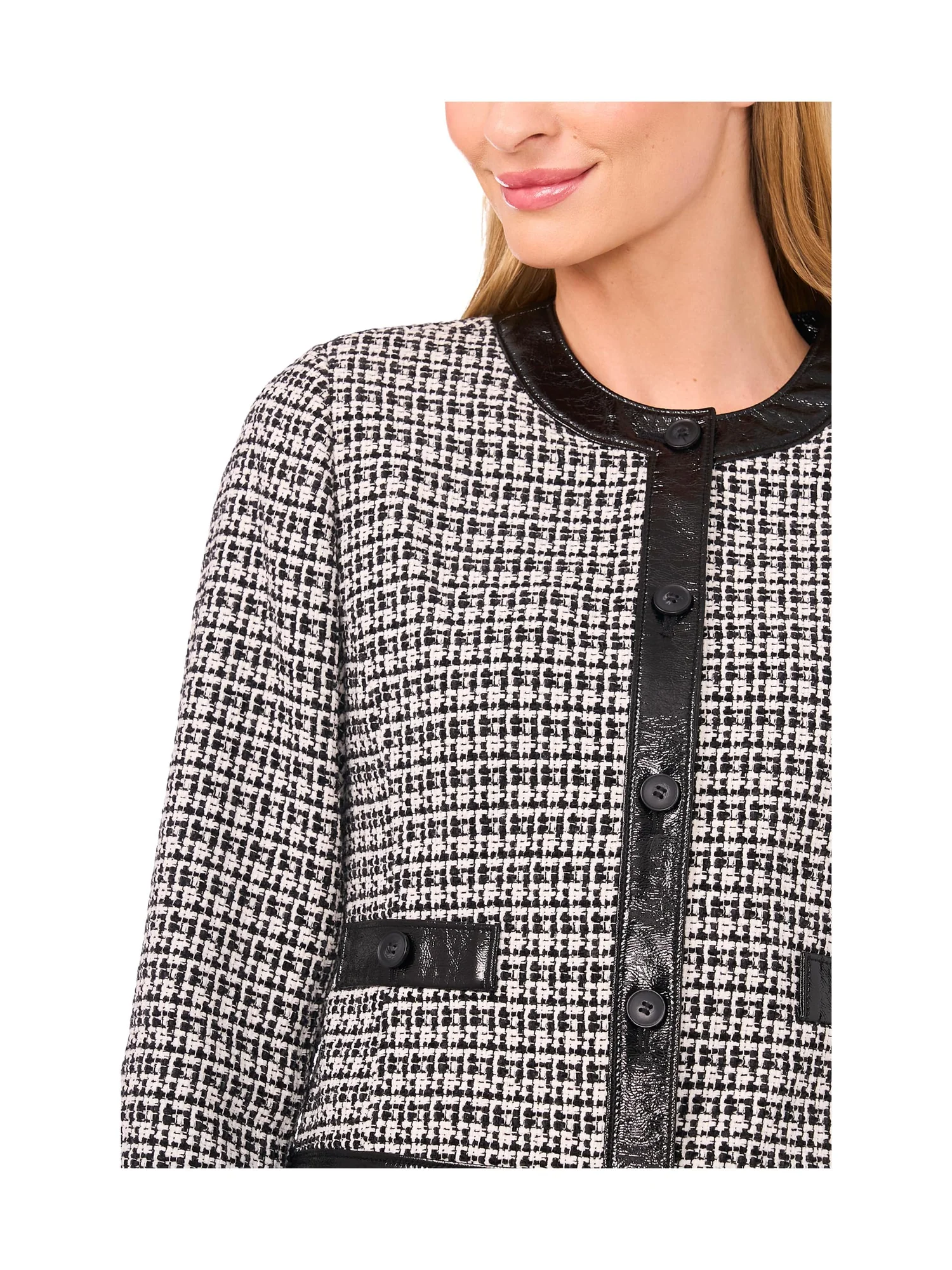 Куртка CeCe Long Sleeve Tweed Front Pocket Jacket — изображение 3 из 3, насыщенный черный