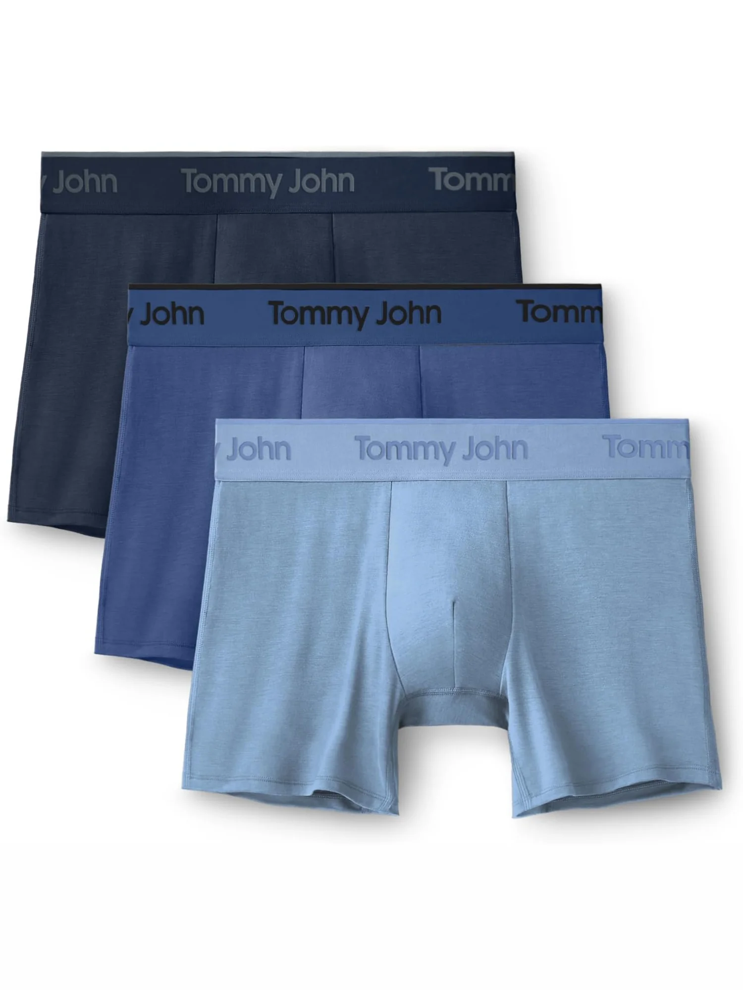 Боксеры Tommy John Second Skin Modal 4" Boxer Brief 3-pack, цвет Dress Blues, Blue Quartz, Dutch Canal — изображение 1 из 3