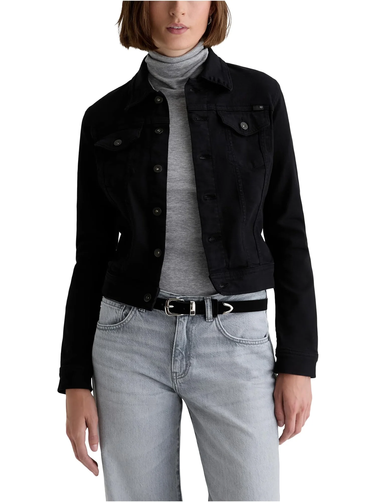 Куртка AG Jeans Robyn Fitted Denim Jacket — изображение 1 из 5, черный