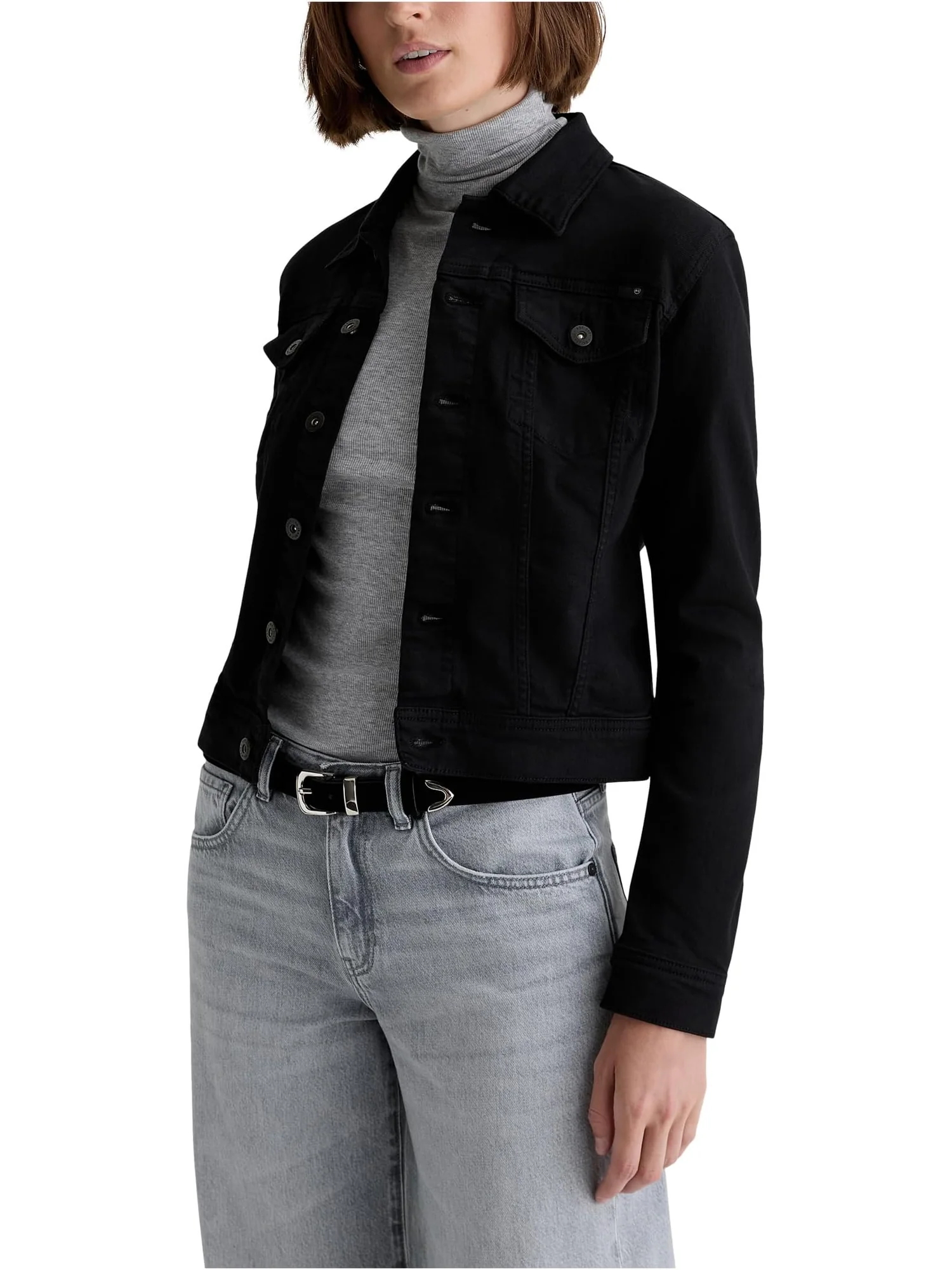 Куртка AG Jeans Robyn Fitted Denim Jacket — изображение 2 из 5, черный