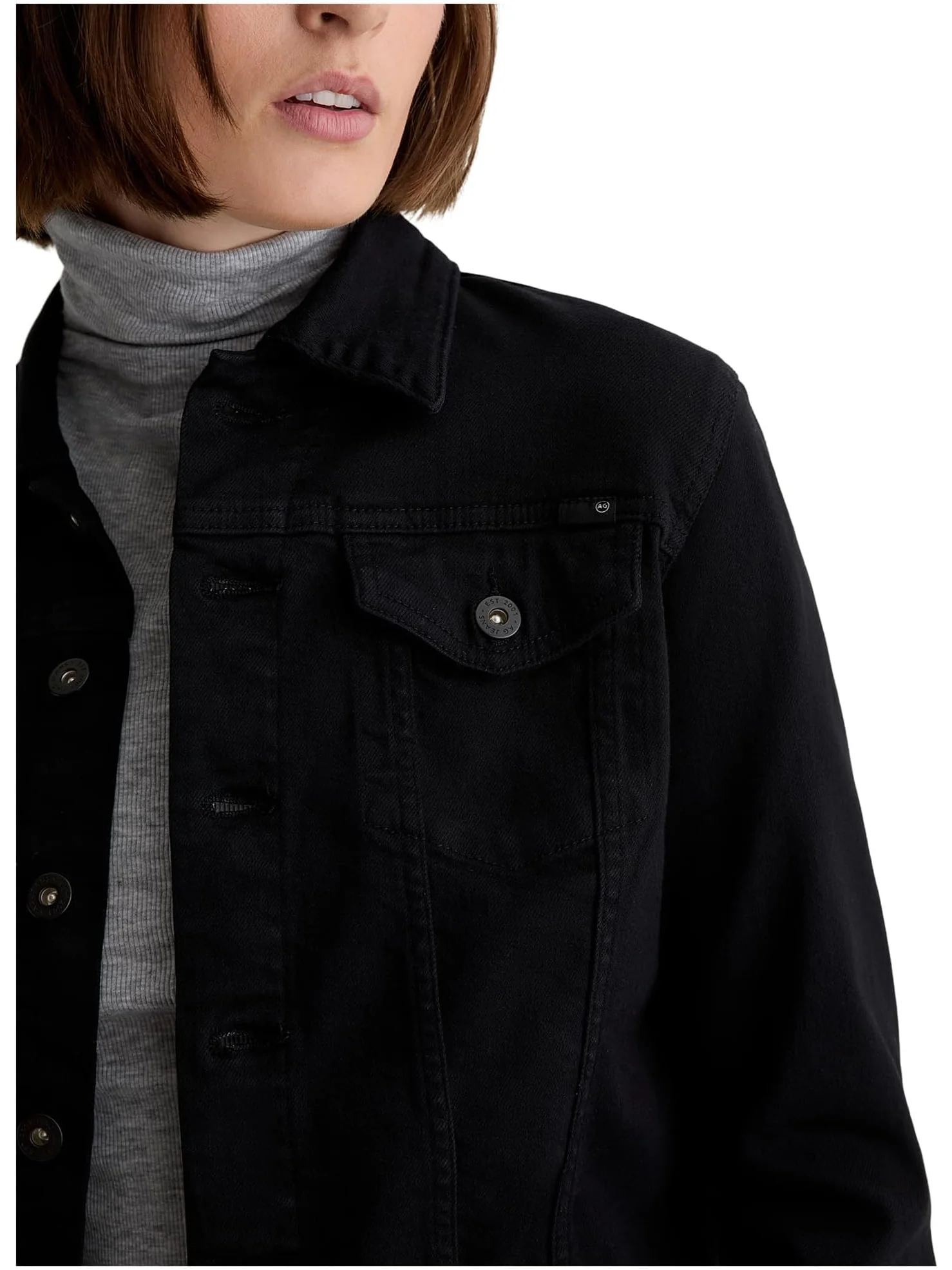 Куртка AG Jeans Robyn Fitted Denim Jacket — изображение 4 из 5, черный