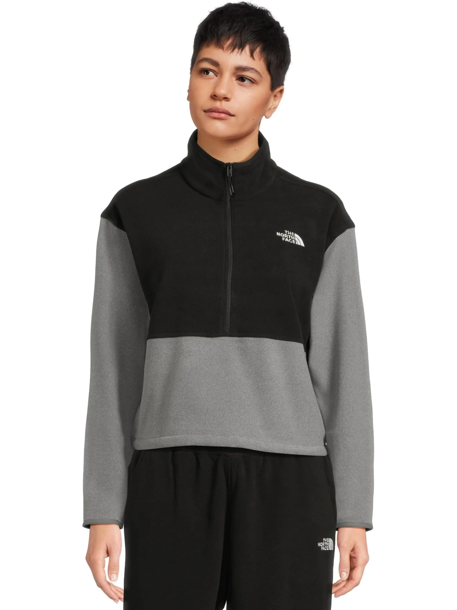 Куртка The North Face Glacier Fleece ½ Zip Short Jacket — изображение 1 из 5, серый/черный