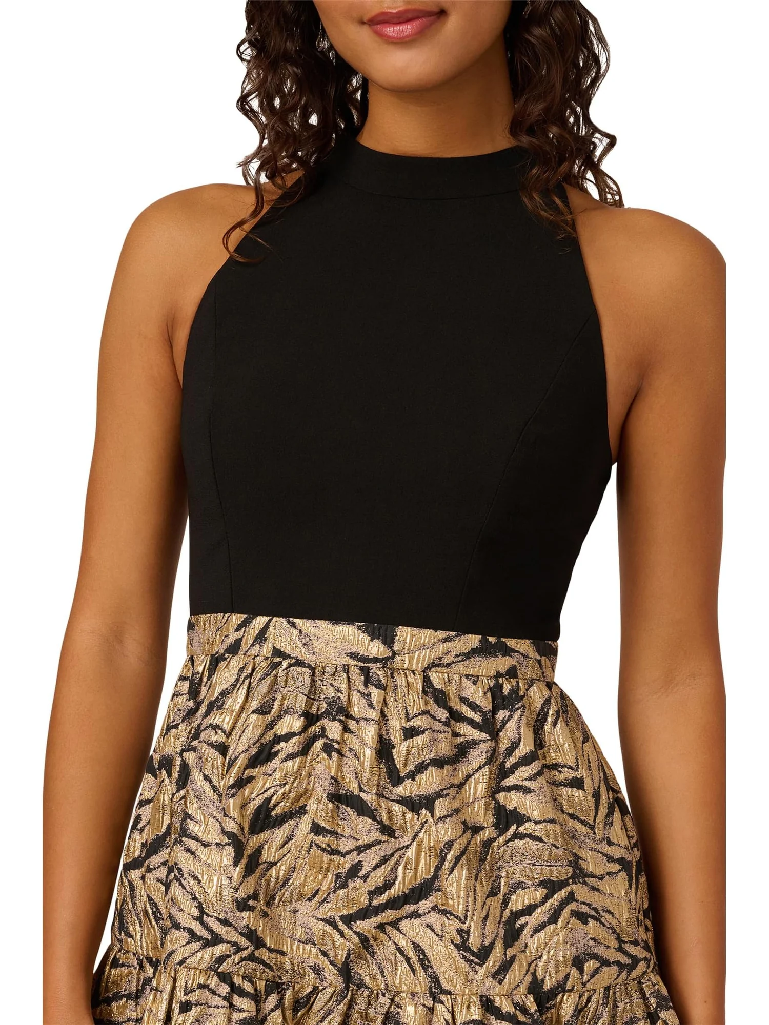 Платье Adrianna Papell Halter Party Dress — изображение 3 из 3, черный/золотистый