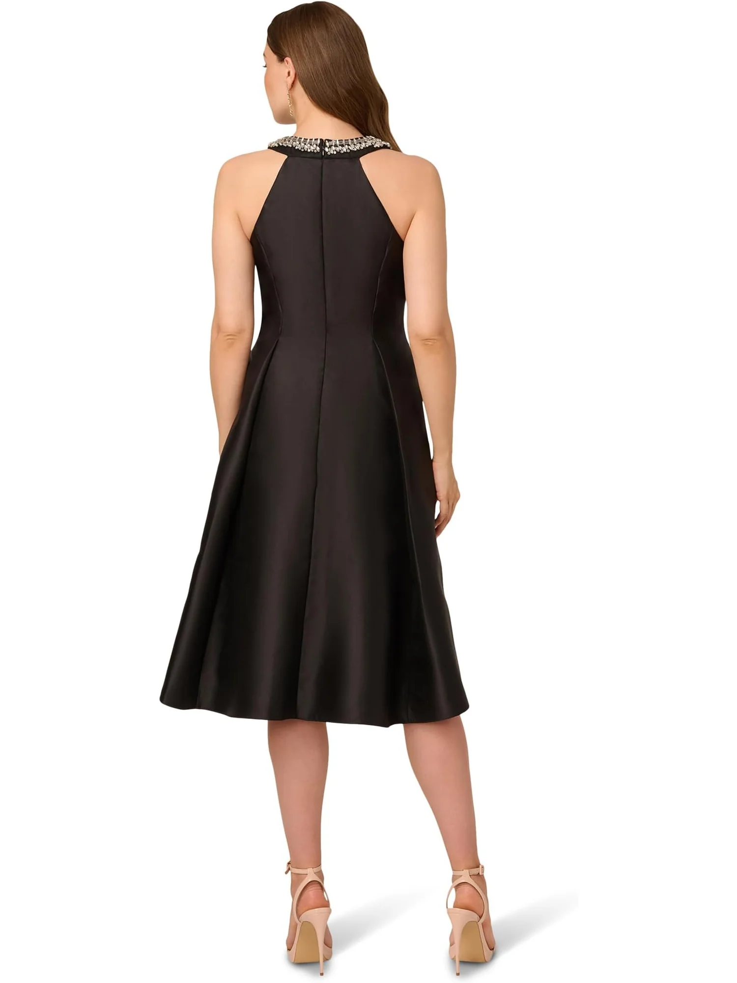 Платье Adrianna Papell Beaded Mikado Midi Dress — изображение 2 из 3, черный