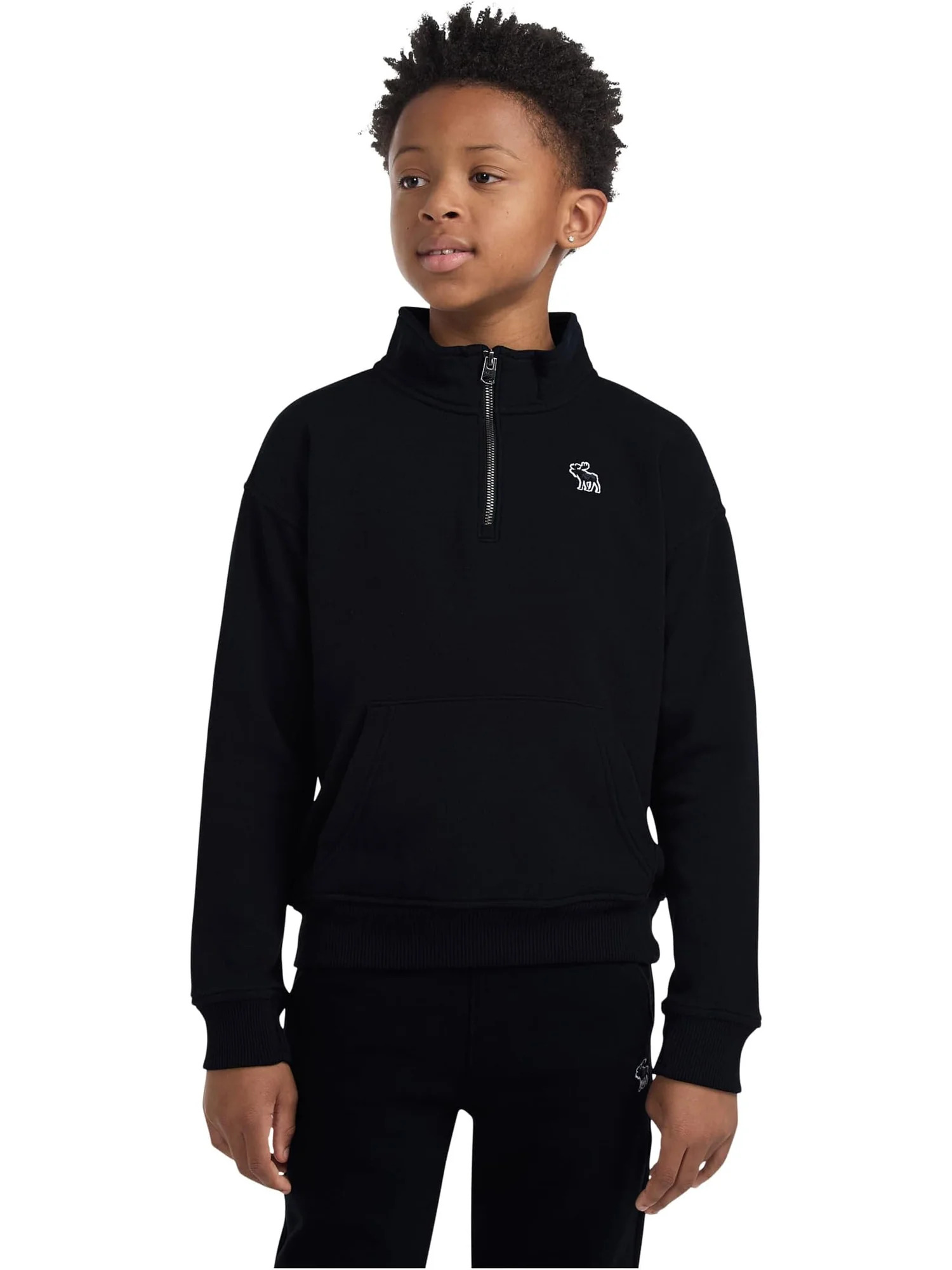 Толстовка abercrombie kids Essentials Quarter Zip — черный