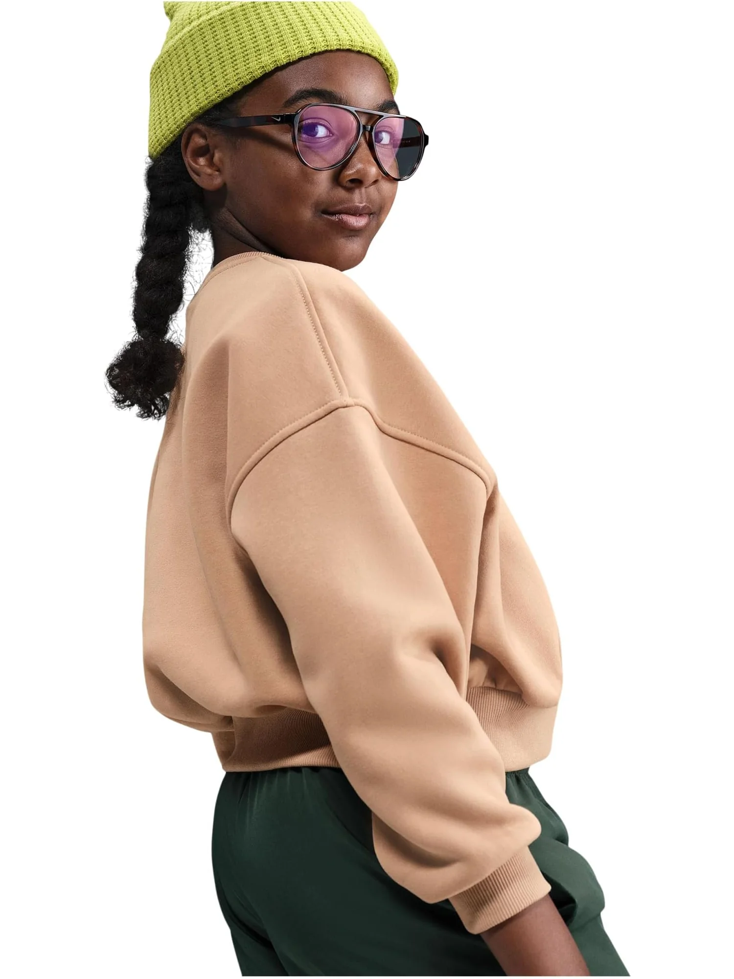 Толстовка Nike Kids Club Fleece Boxy Crew-Neck Sweatshirt — изображение 3 из 3, белый