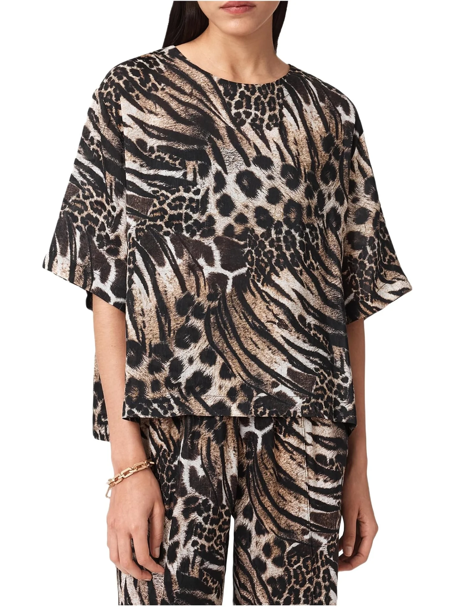 Топ AllSaints Lottie Linen Top — изображение 1 из 5, коричневый