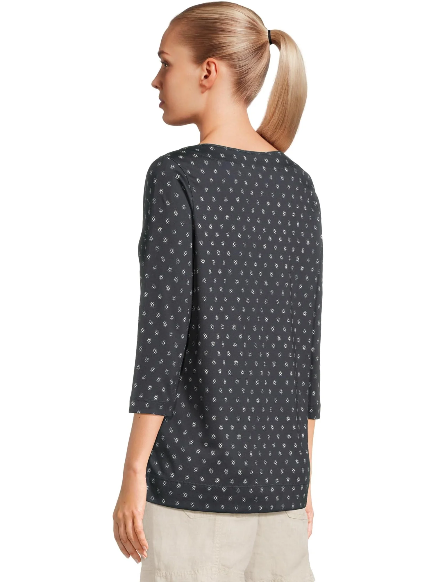 Топ L.L.Bean Pima Tops Split-Neck Tunic 3/4 Sleeve Print — изображение 3 из 5