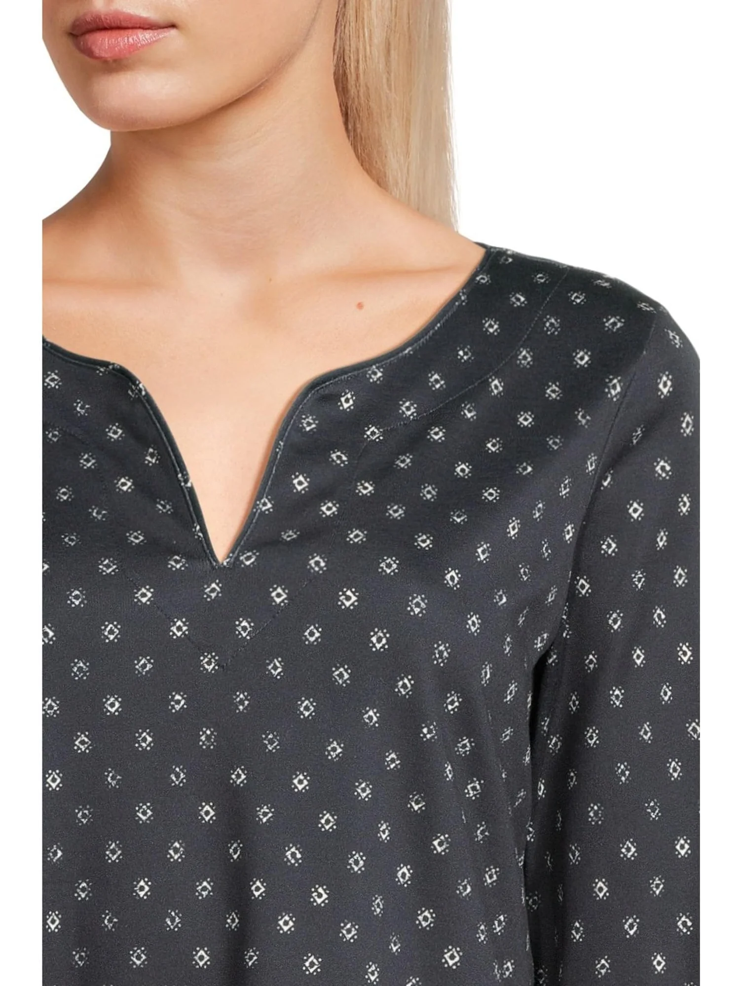 Топ L.L.Bean Pima Tops Split-Neck Tunic 3/4 Sleeve Print — изображение 4 из 5