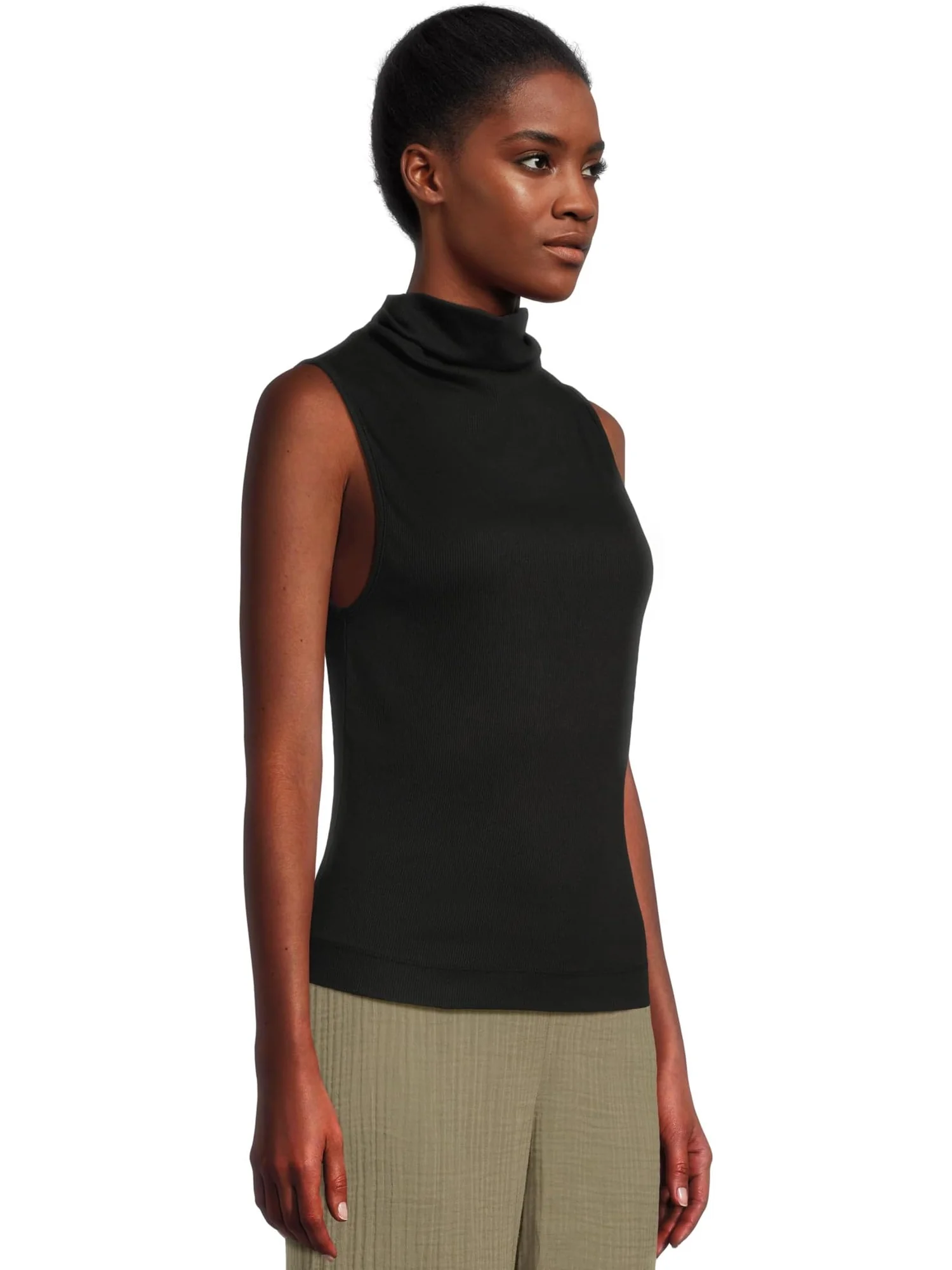 Топ Michael Stars Chiara Drape Neck Tank — изображение 2 из 5, черный