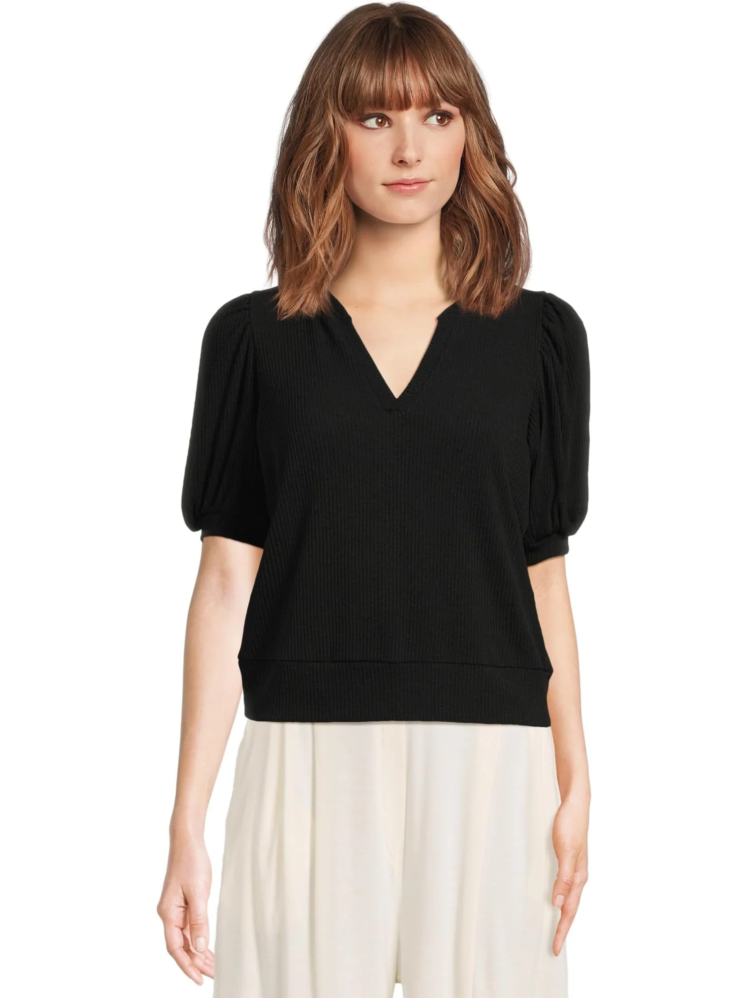 Топ Michael Stars Quinn Puff Sleeve Top — черный