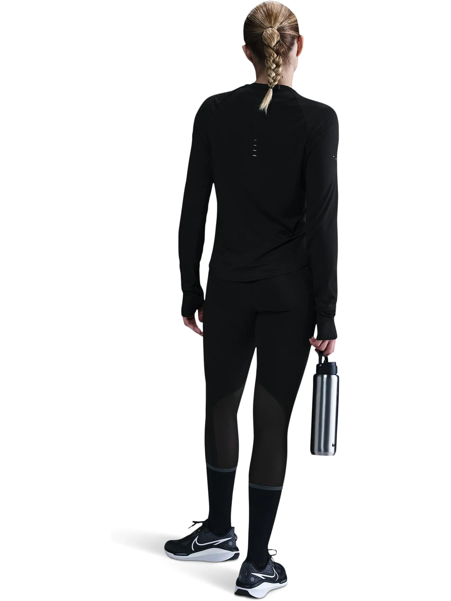 Топ Nike Swift Dri-FIT Ultraviolet Long Sleeve Crew Neck Running Top — изображение 2 из 3, черный/серебристый