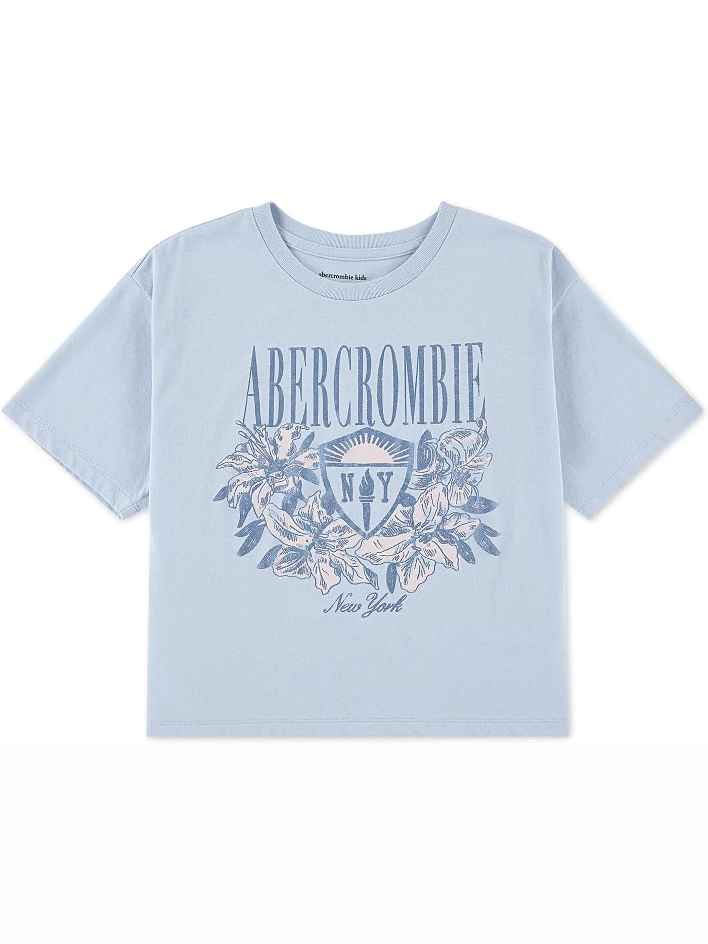 Футболка abercrombie kids Floral NY Crest Tee — голубой