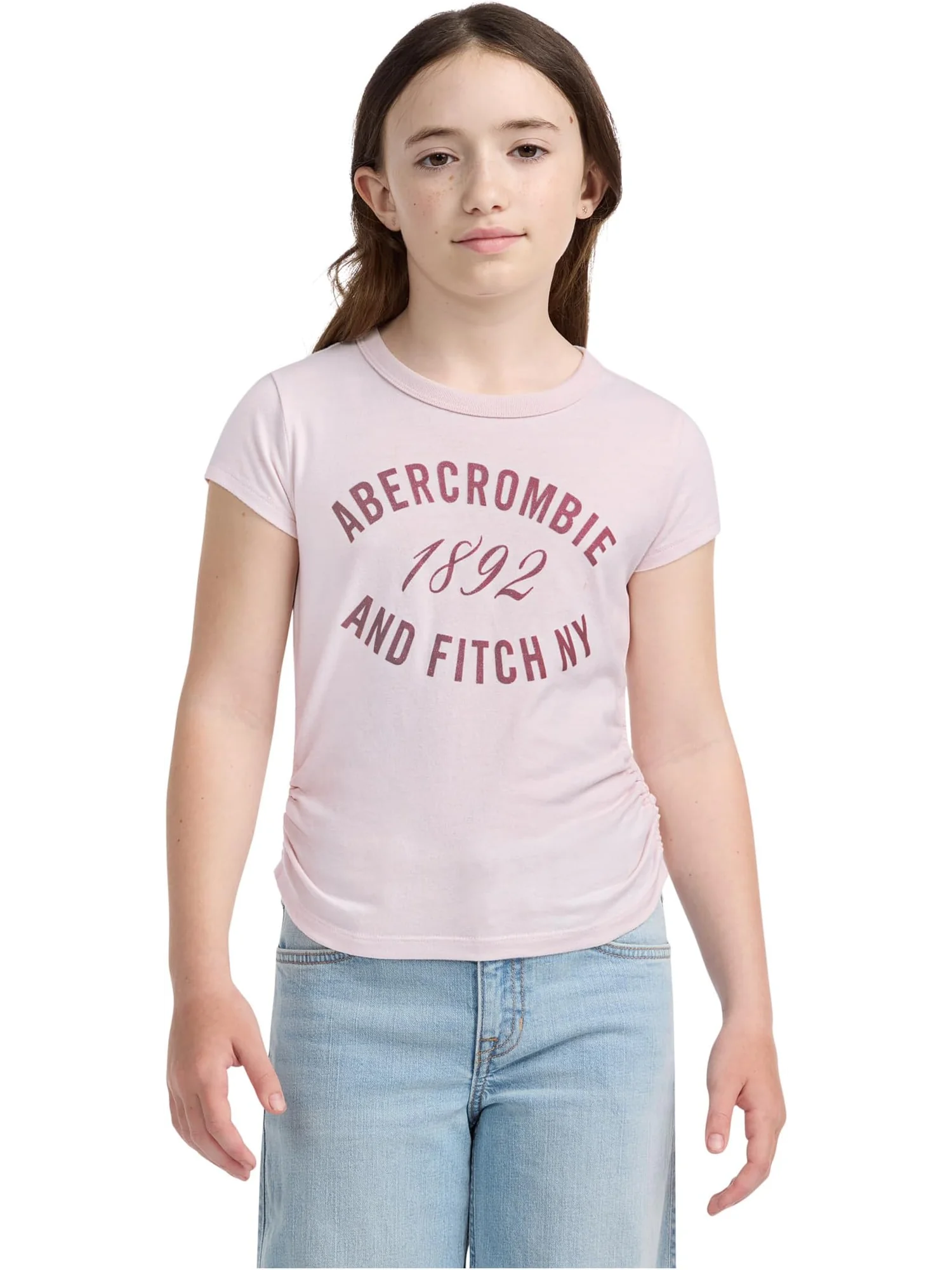 Футболка abercrombie kids ANF 1892 Ruched Tee — розовый