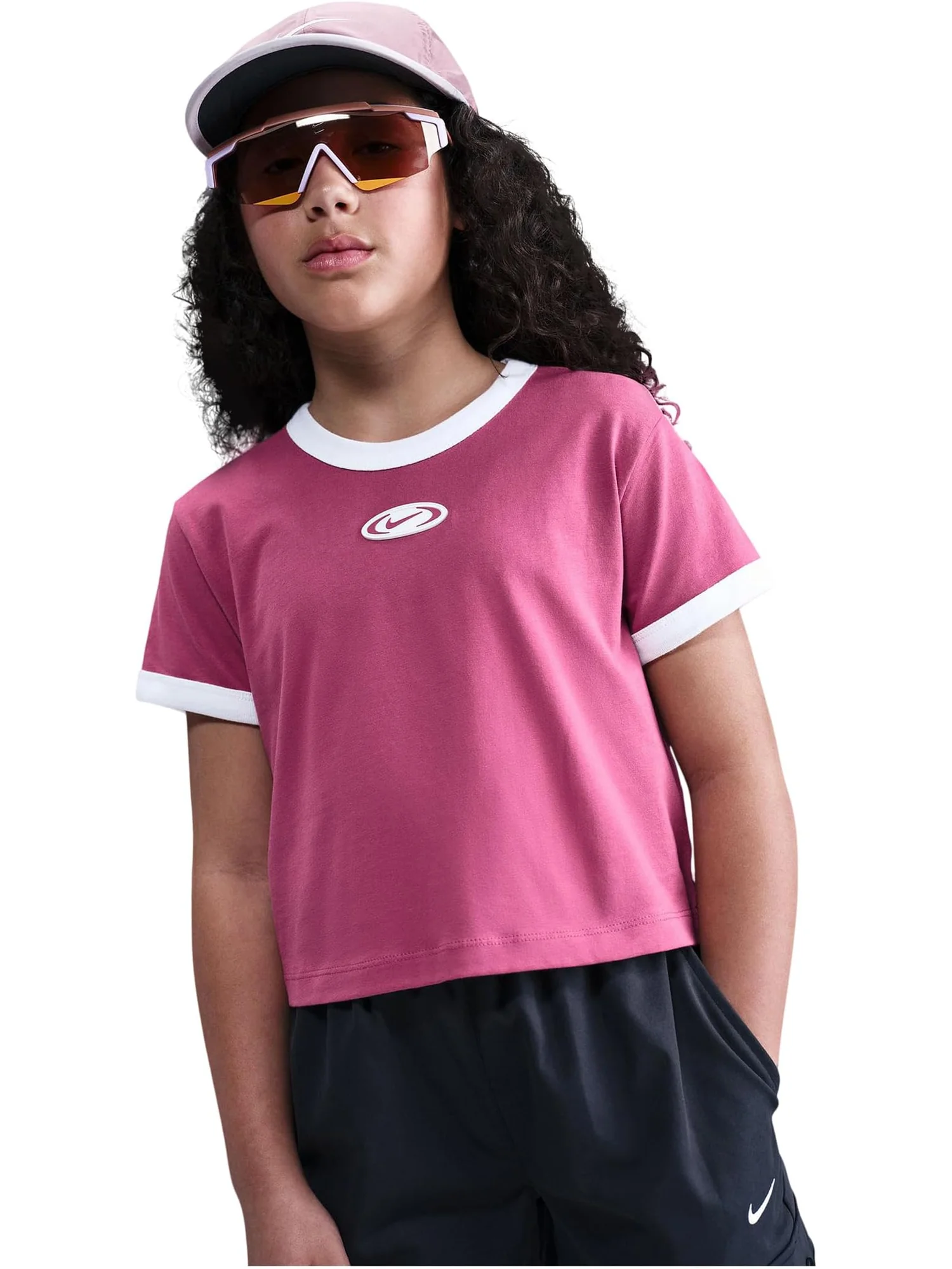 Футболка Nike Kids Sportswear Cropped T-shirt — изображение 1 из 4, бордовый