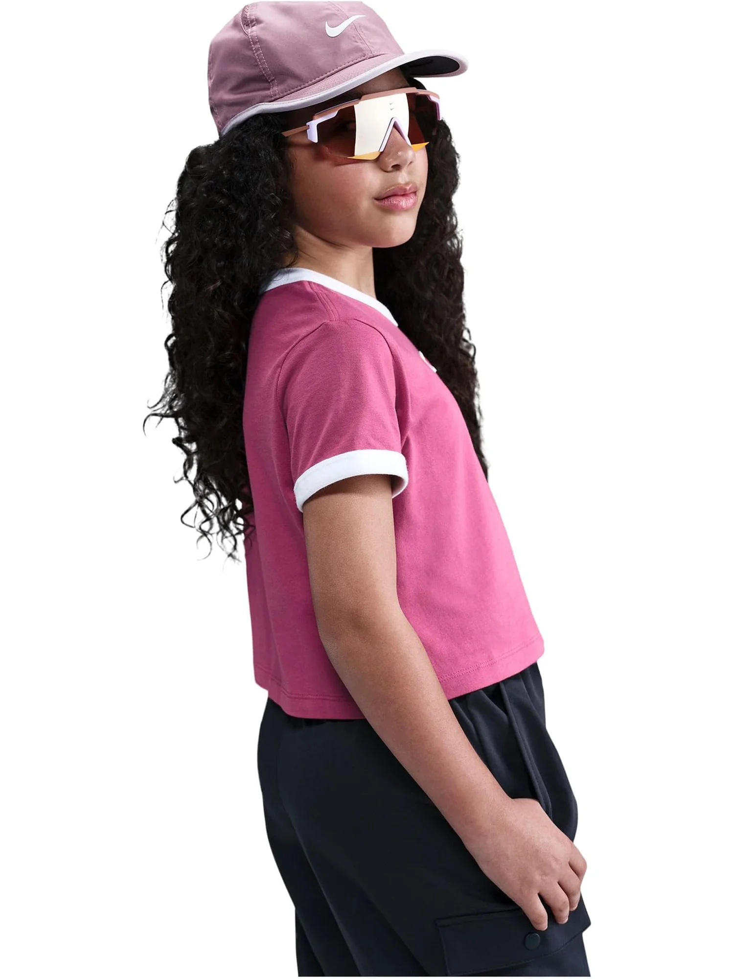 Футболка Nike Kids Sportswear Cropped T-shirt — изображение 2 из 4, бордовый