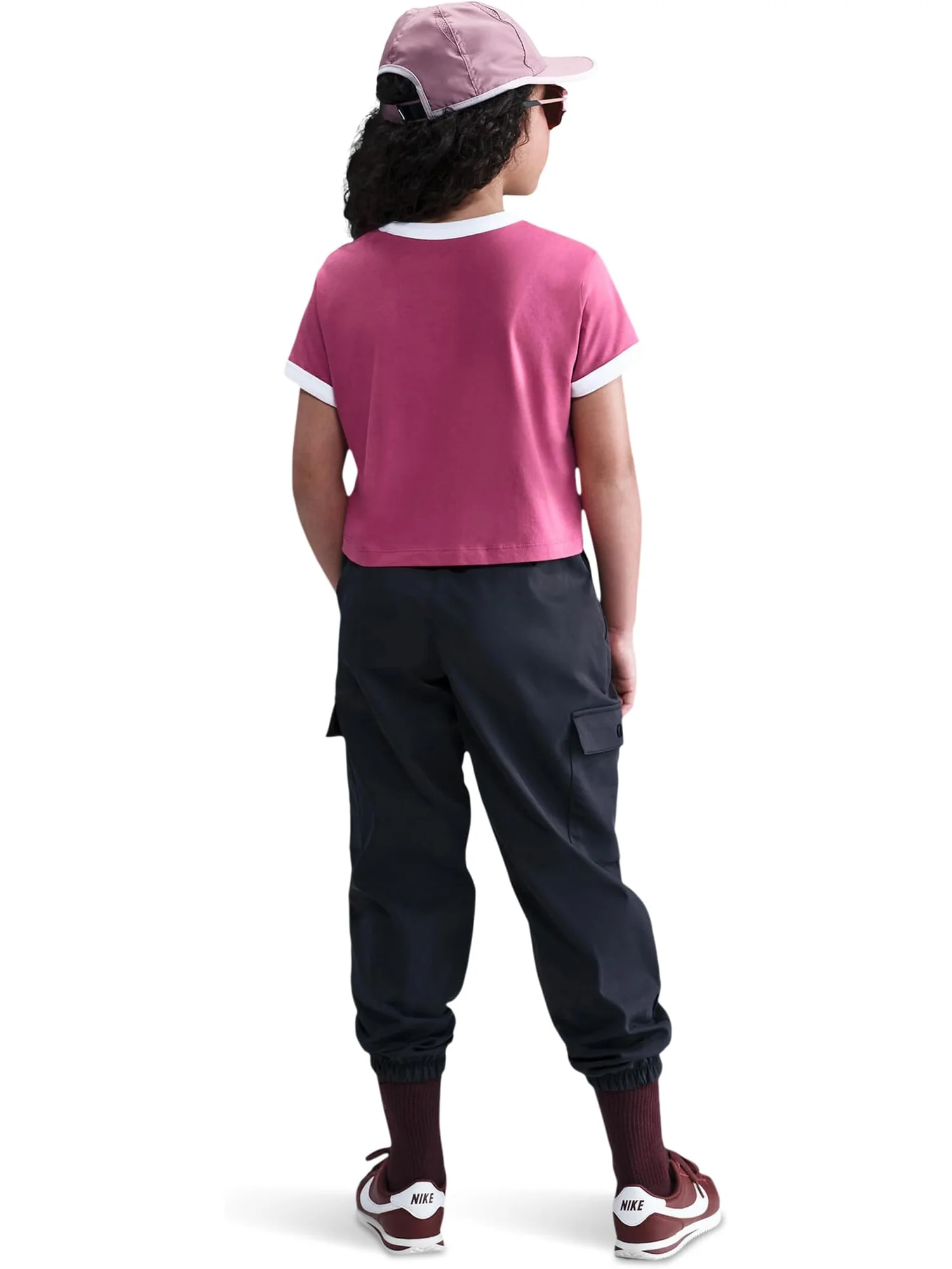 Футболка Nike Kids Sportswear Cropped T-shirt — изображение 3 из 4, бордовый