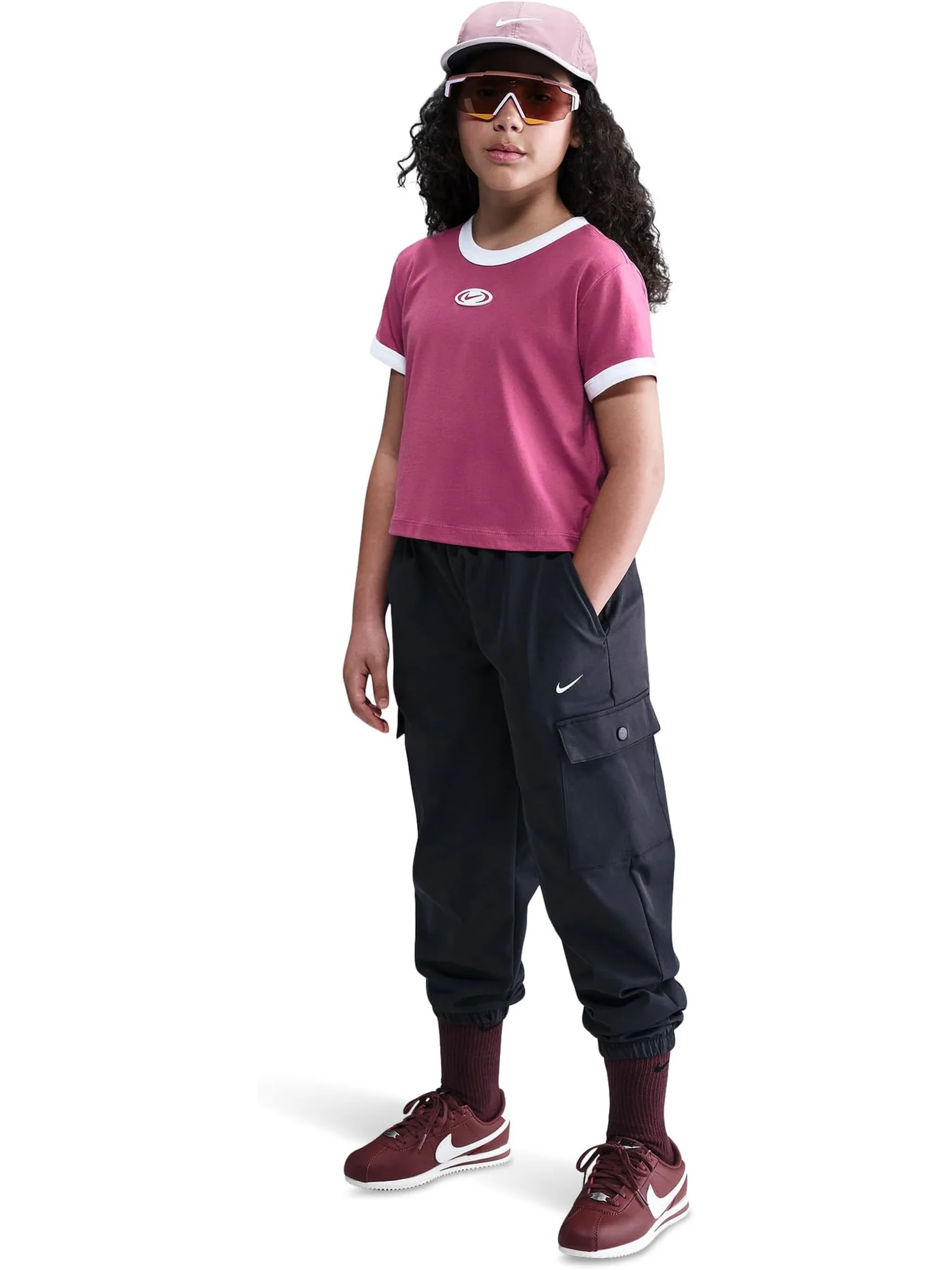 Футболка Nike Kids Sportswear Cropped T-shirt — изображение 4 из 4, бордовый
