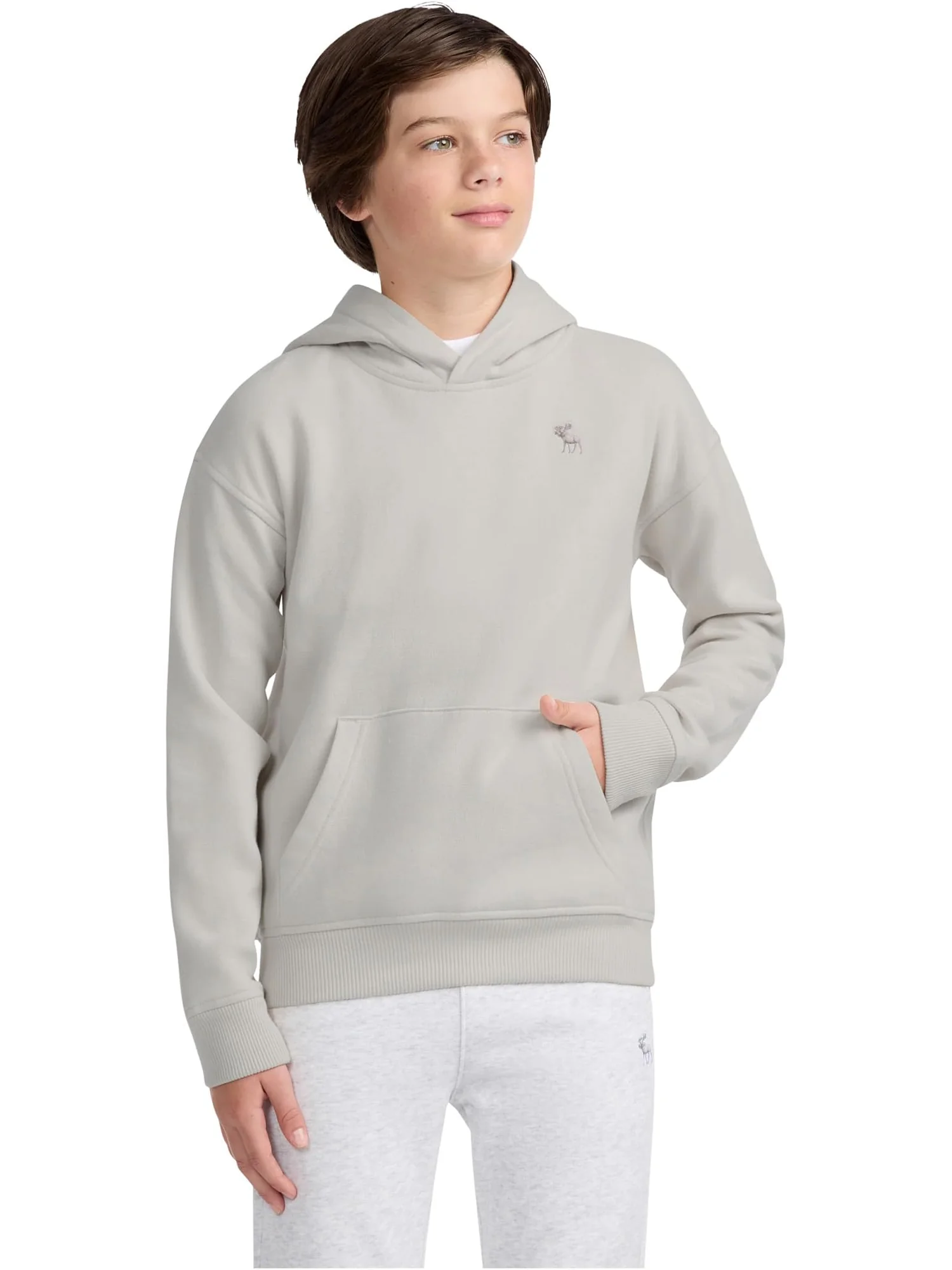 Худи abercrombie kids Essentials Fleece Hoodie — серый