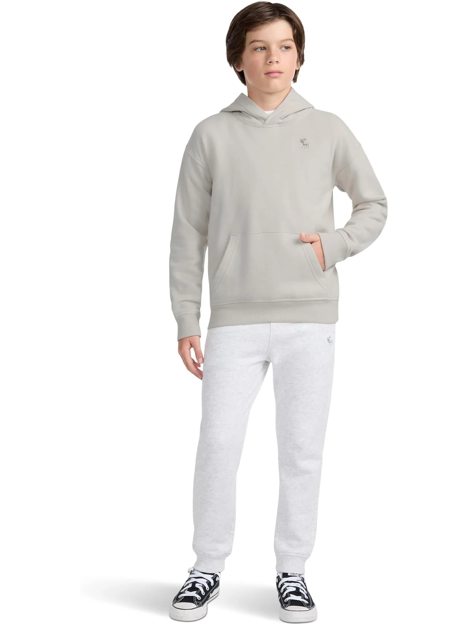 Худи abercrombie kids Essentials Fleece Hoodie — изображение 3 из 3, серый