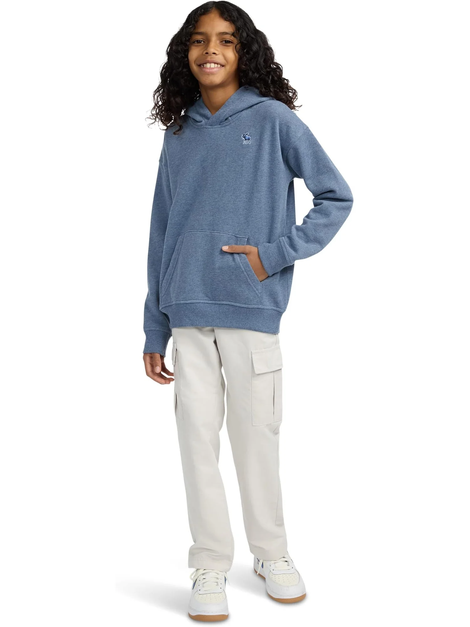 Худи abercrombie kids Essentials Fleece Hoodie — изображение 3 из 3, винтажный индиго