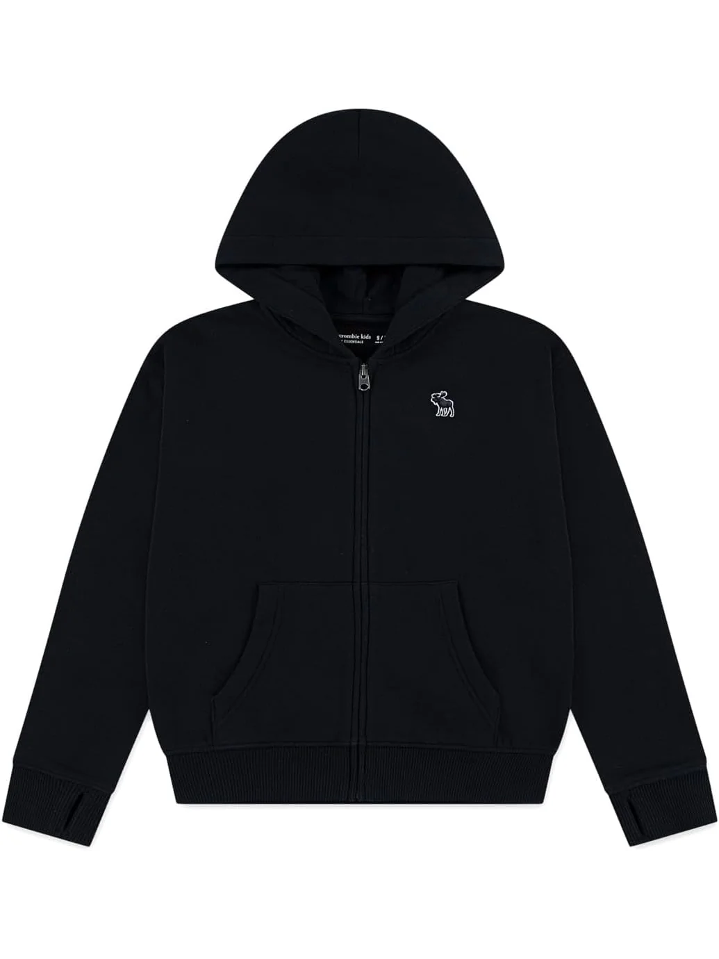 Худи abercrombie kids Essentials Full Zip Hoodie — черный