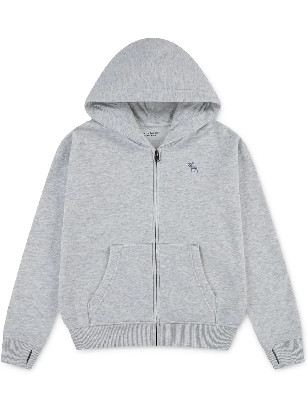Худи abercrombie kids Essentials Full Zip Hoodie — изображение 1 из 3, светлый серый
