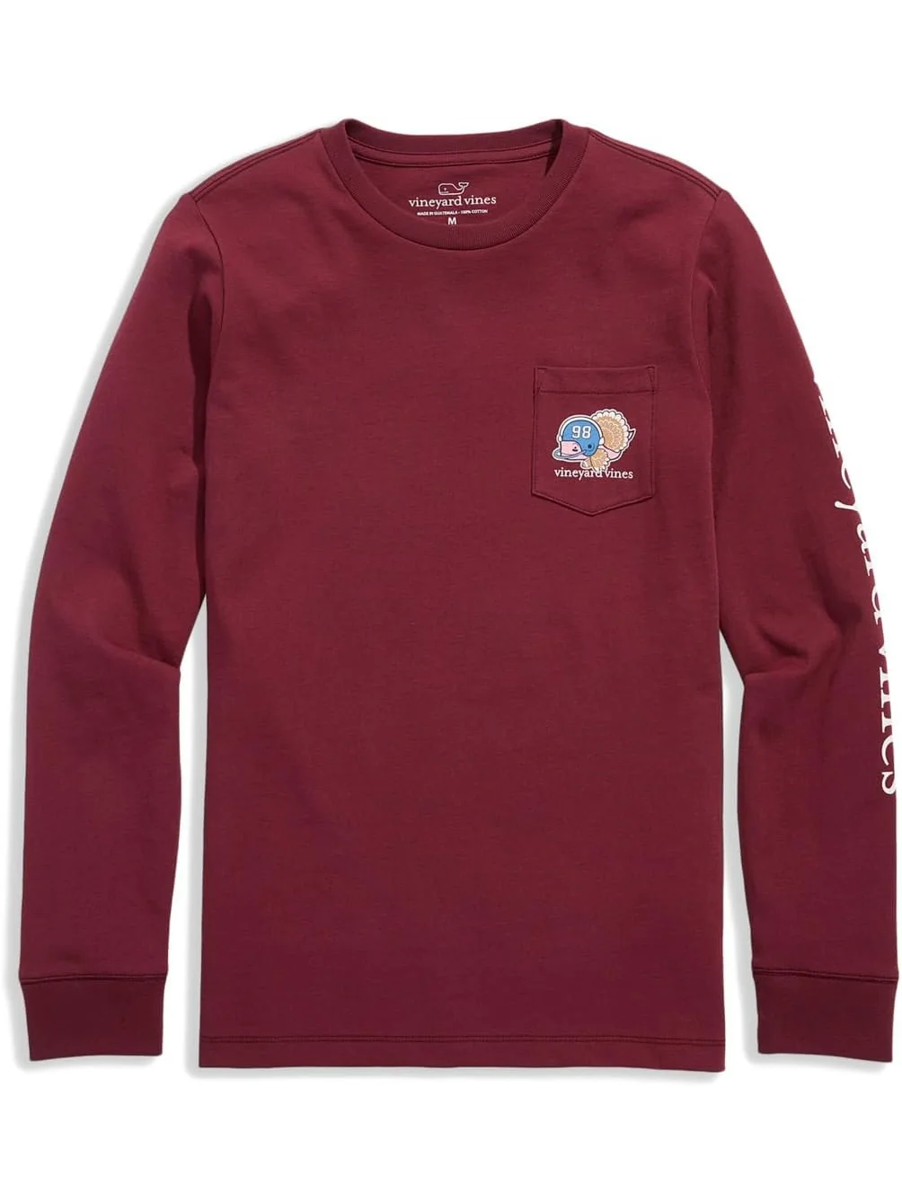 Футболка Vineyard Vines Kids Football Turkey Whale Long-Sleeve Pocket Tee — красный