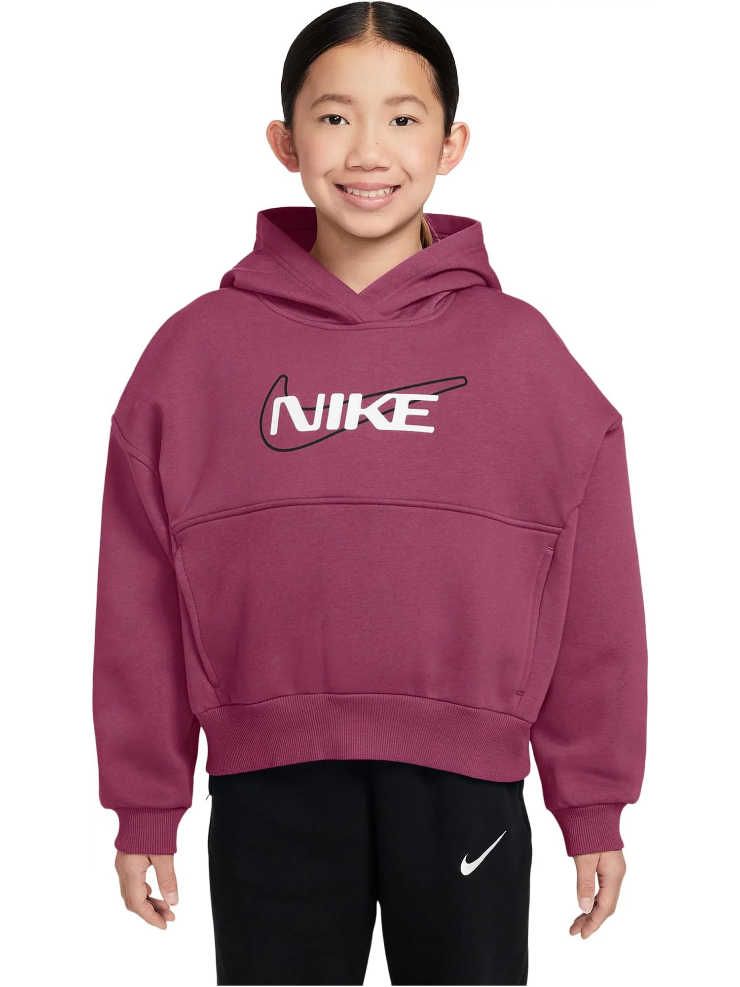 Худи Nike Kids Sportswear Club Fleece Oversized Hoodie — изображение 1 из 3, свекольный красный