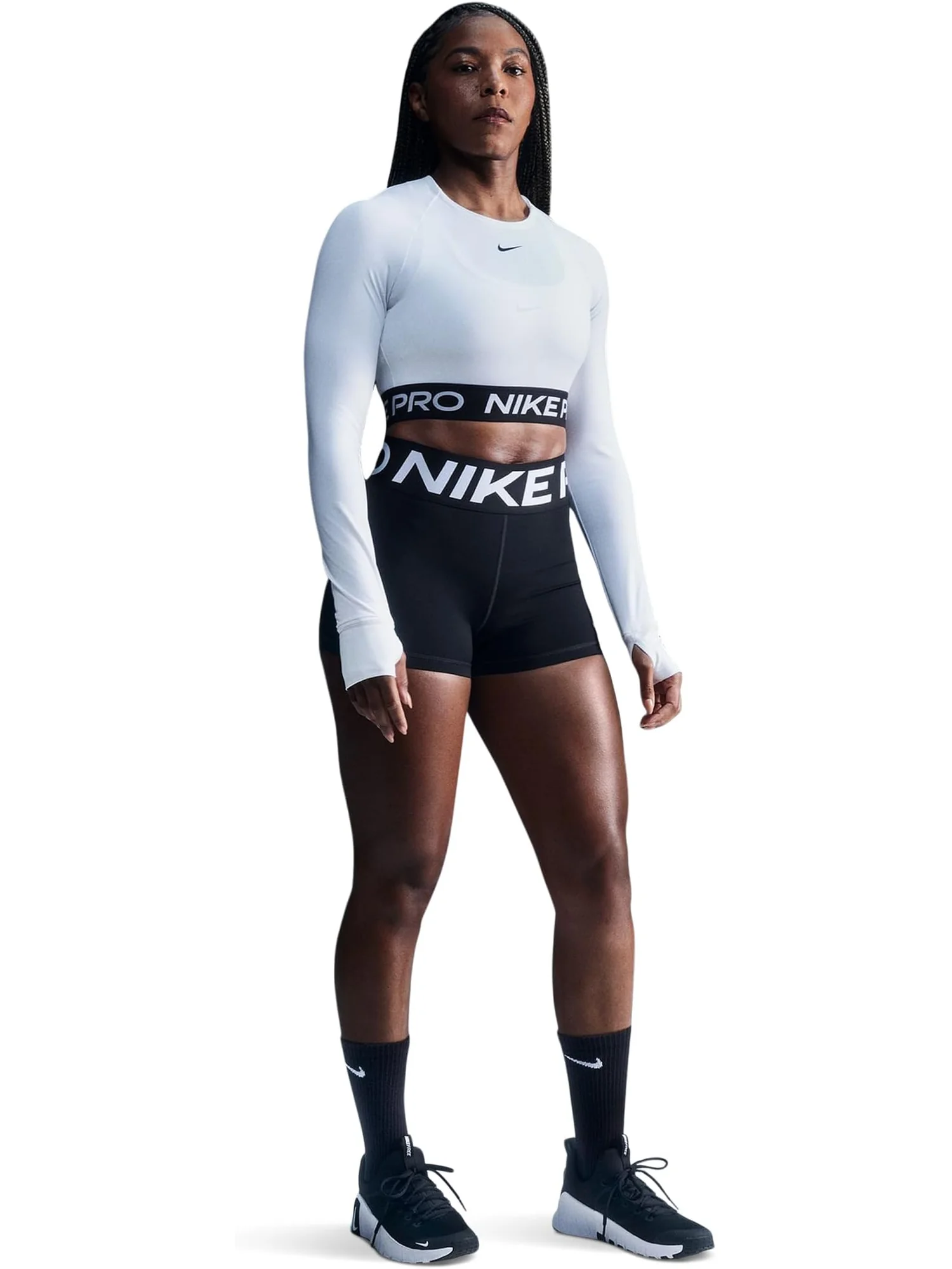 Шорты Nike Pro Sculpt High-waisted 3" Biker Shorts — изображение 1 из 2, черный/белый