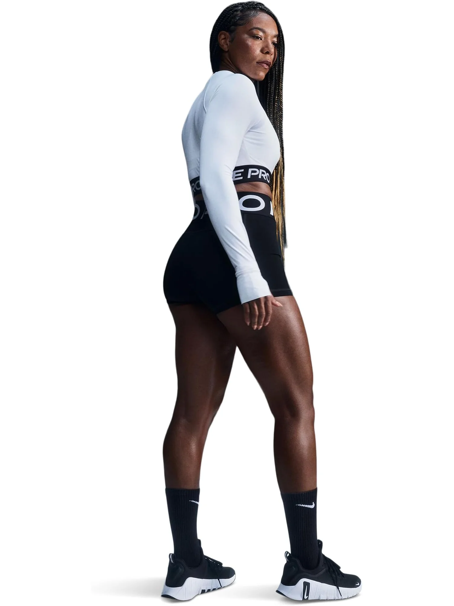 Шорты Nike Pro Sculpt High-waisted 3" Biker Shorts — изображение 2 из 2, черный/белый
