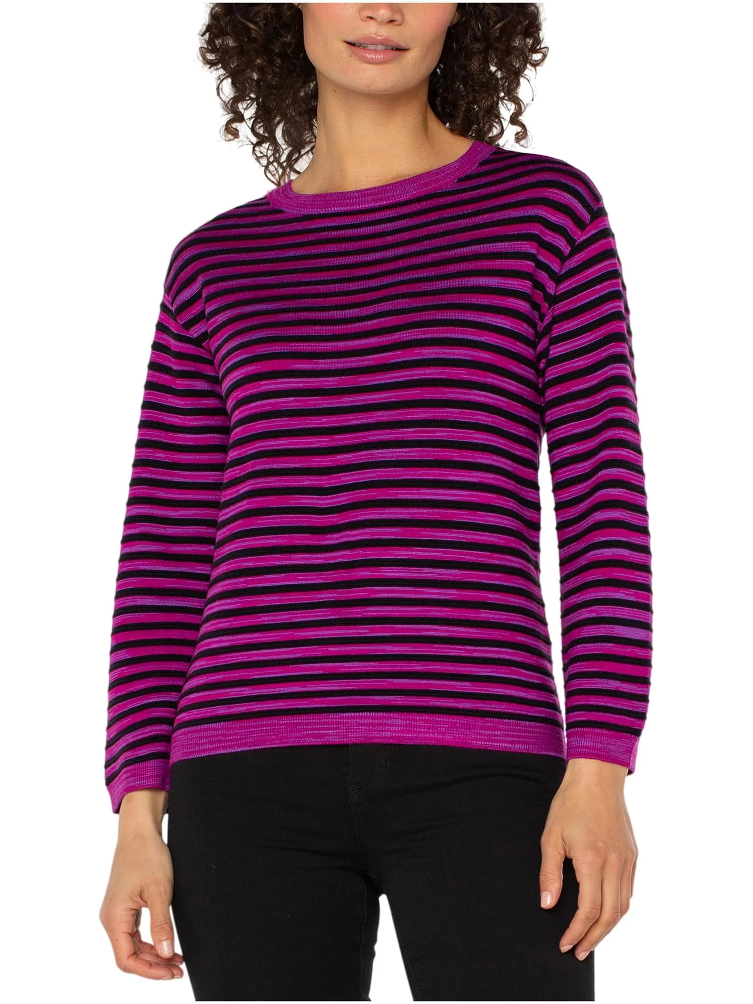 Свитер Liverpool Los Angeles Women's Petite Long Sleeve Boxy Boat Neck Sweater — изображение 1 из 2, фуксия