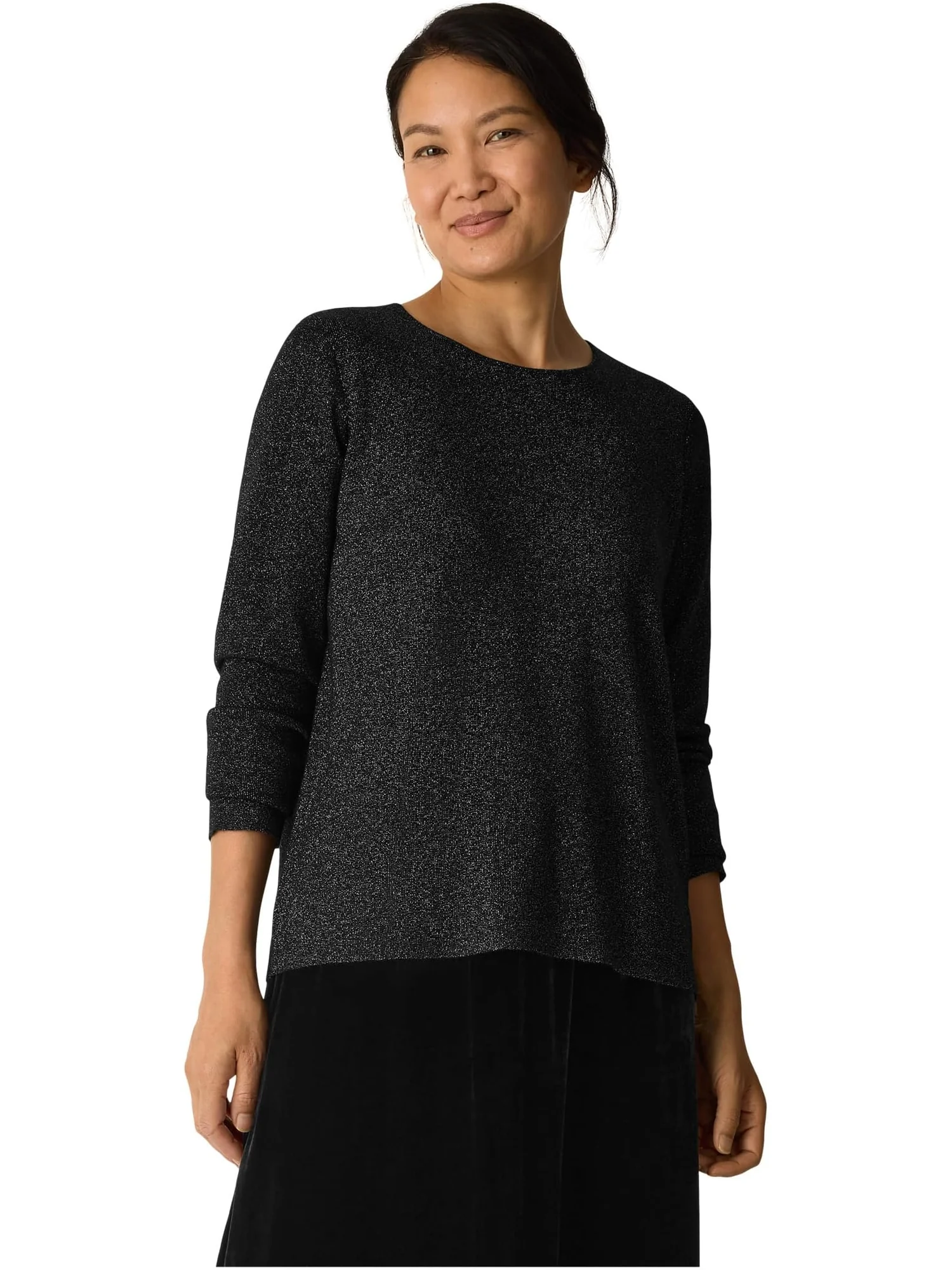 Свитер Eileen Fisher Women's Wool Lurex Crew Neck Sweater — изображение 1 из 2, черный