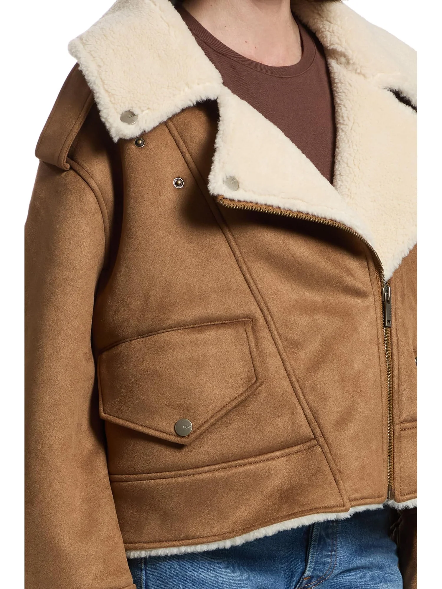Женская мотокуртка Finnian Luxefluff UGG — изображение 4 из 5, орех