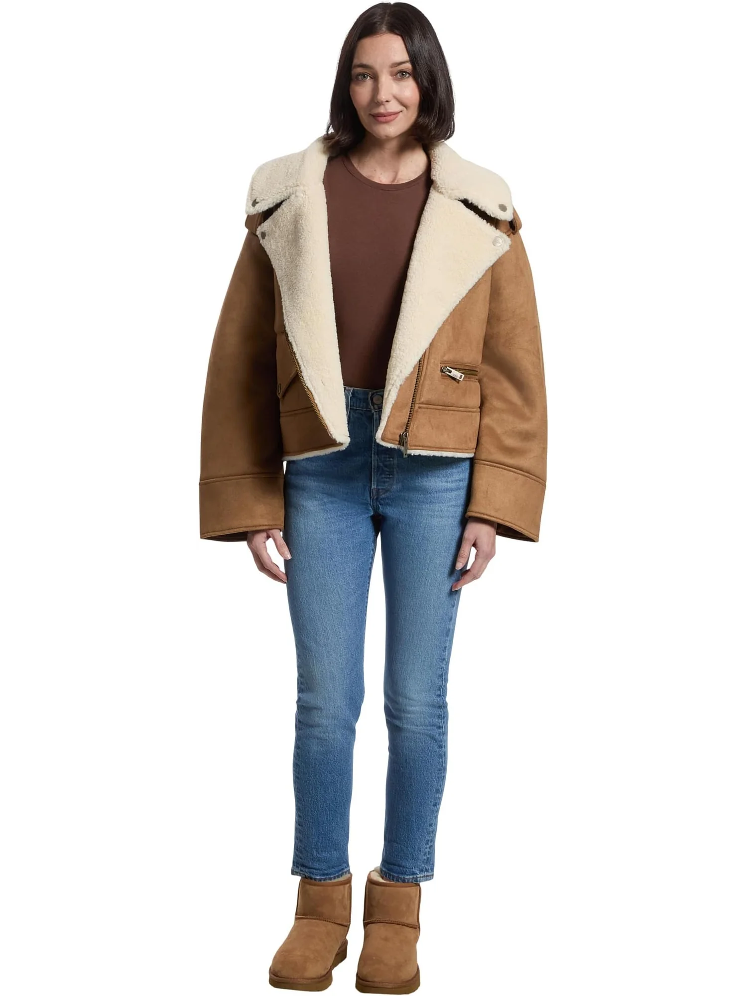 Женская мотокуртка Finnian Luxefluff UGG — изображение 5 из 5, орех