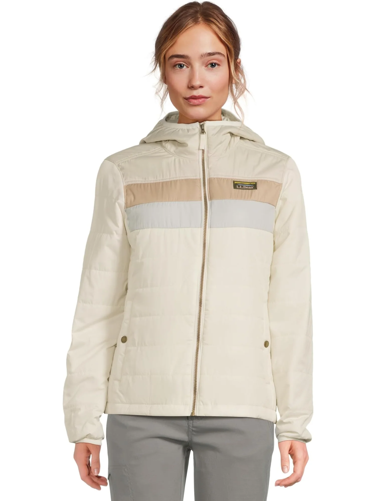 Женская куртка Mountain Classic с капюшоном, цветные блоки L.L.Bean — изображение 1 из 5, выбеленный