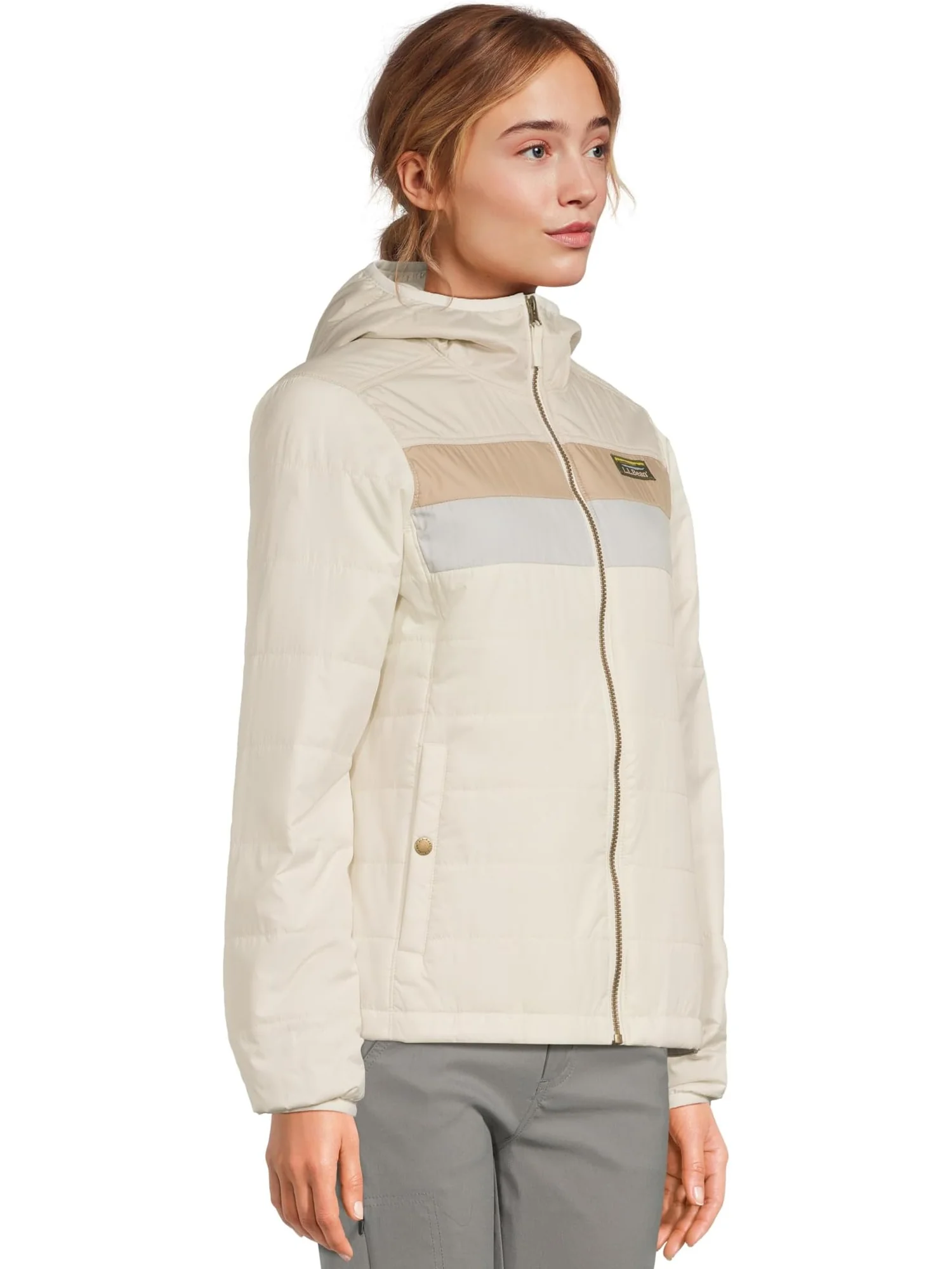 Женская куртка Mountain Classic с капюшоном, цветные блоки L.L.Bean — изображение 2 из 5, выбеленный