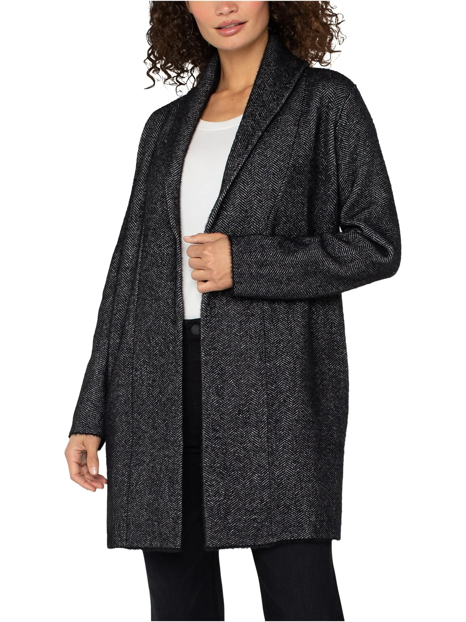 Свитер Liverpool Los Angeles Women's Long Sleeve Open Knit Shawl Sweater Coat — изображение 1 из 4, темно-серый