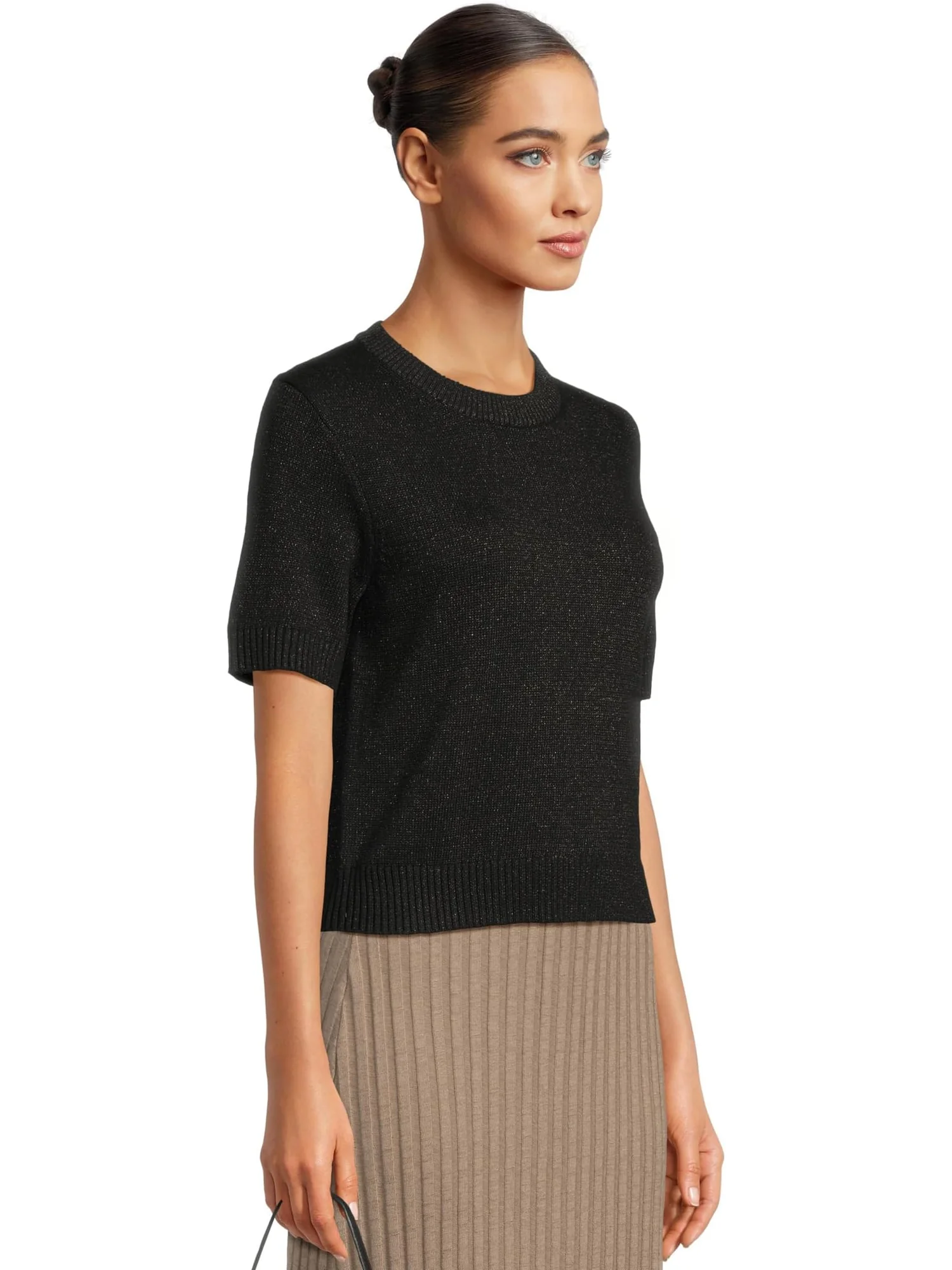 Свитер Lilla P Women's Short Sleeve Sparkle Sweater — изображение 2 из 5, черный