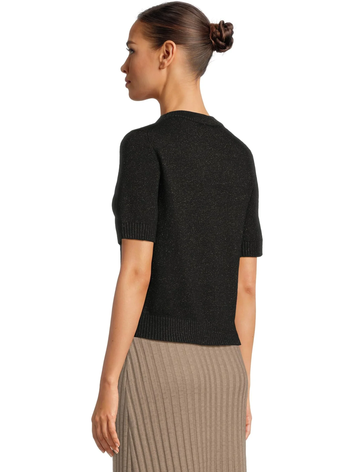 Свитер Lilla P Women's Short Sleeve Sparkle Sweater — изображение 3 из 5, черный
