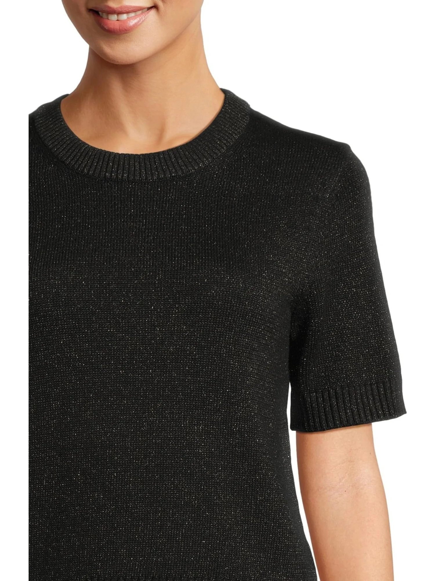 Свитер Lilla P Women's Short Sleeve Sparkle Sweater — изображение 4 из 5, черный