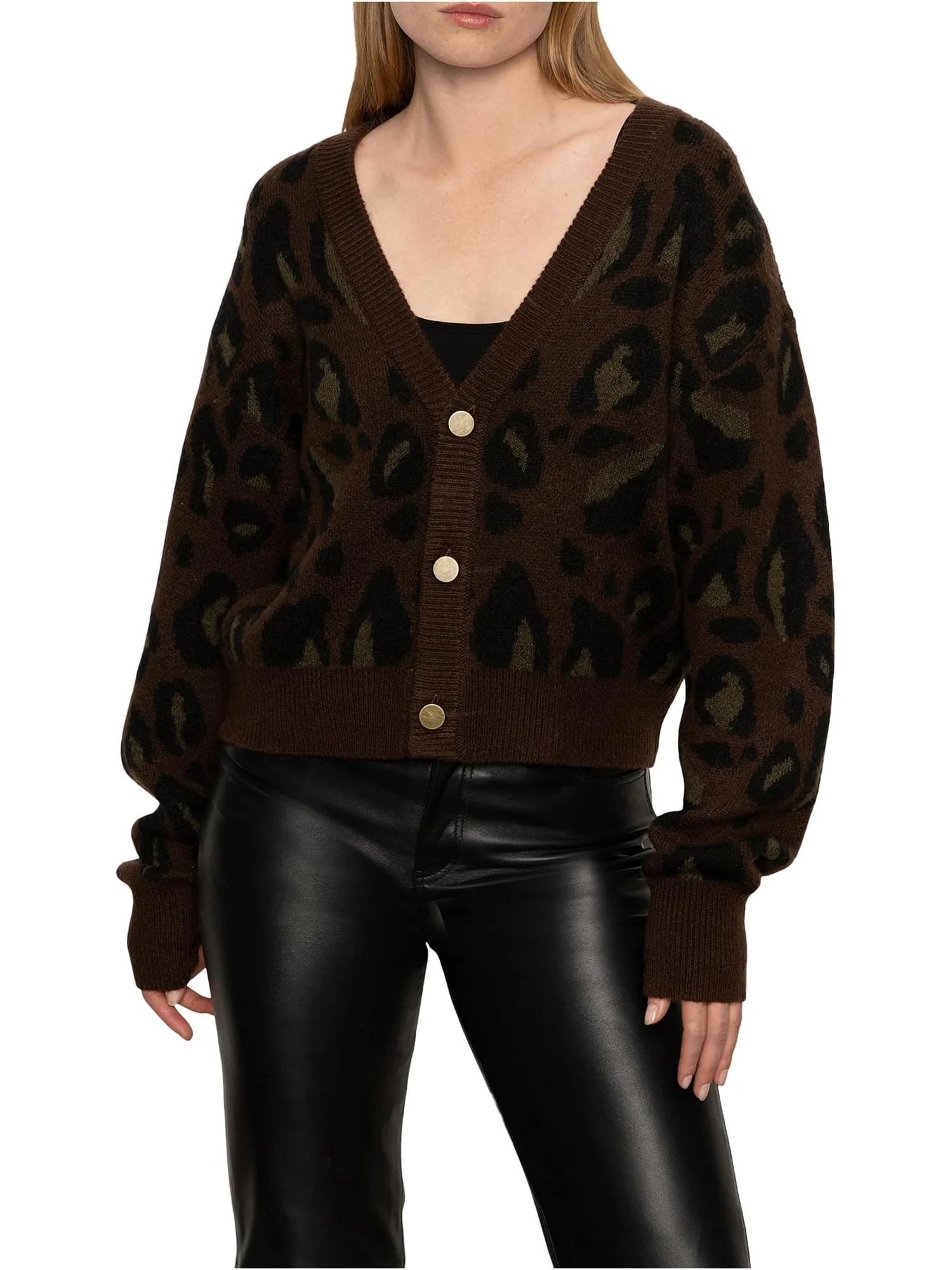 Свитер Sanctuary Women's Meow Cardi — изображение 1 из 4, камуфляжный зеленый