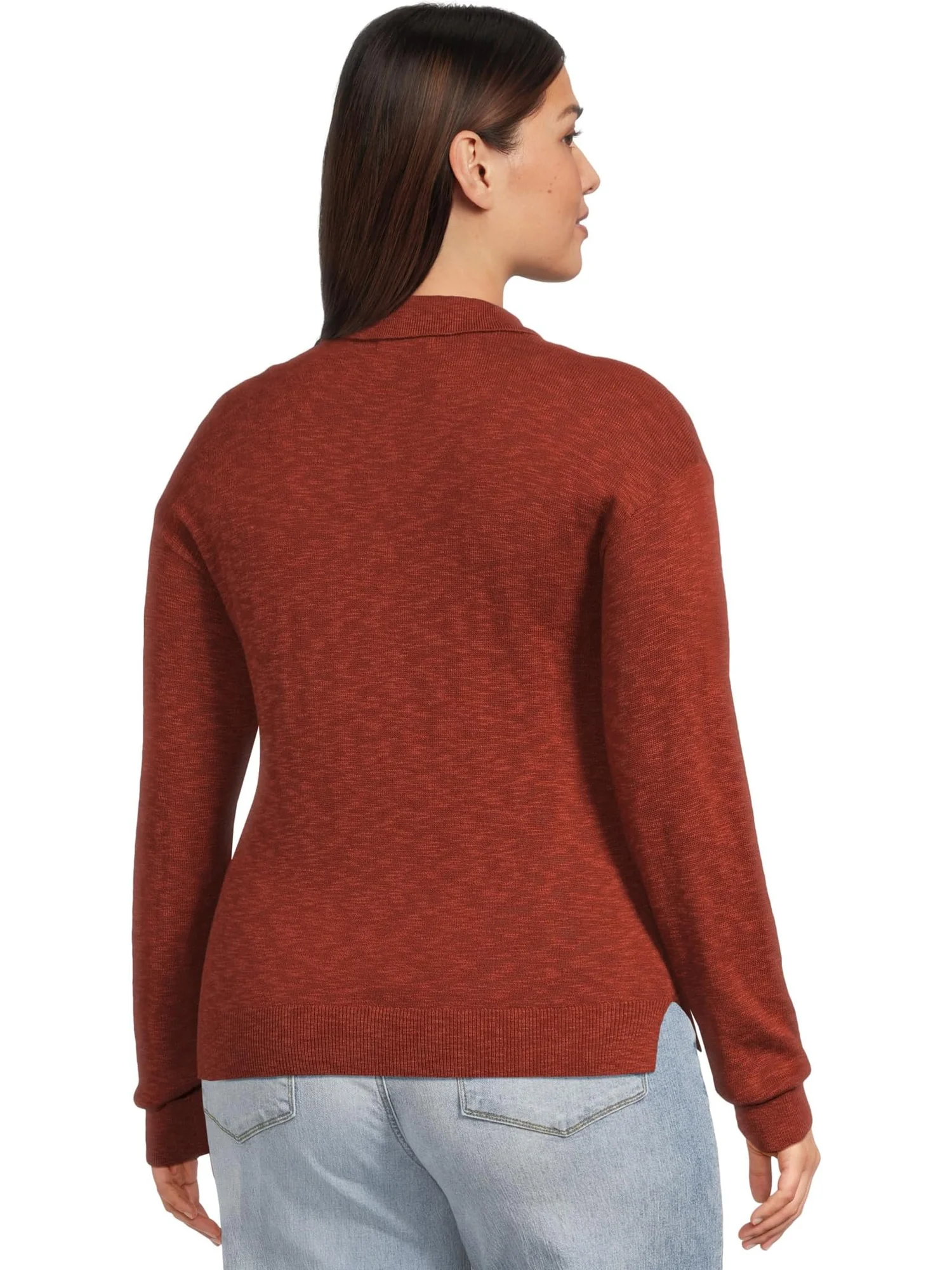 Свитер Mod-o-doc Women's Long Sleeve Polo Sweater, Cider — изображение 3 из 5, сайдер