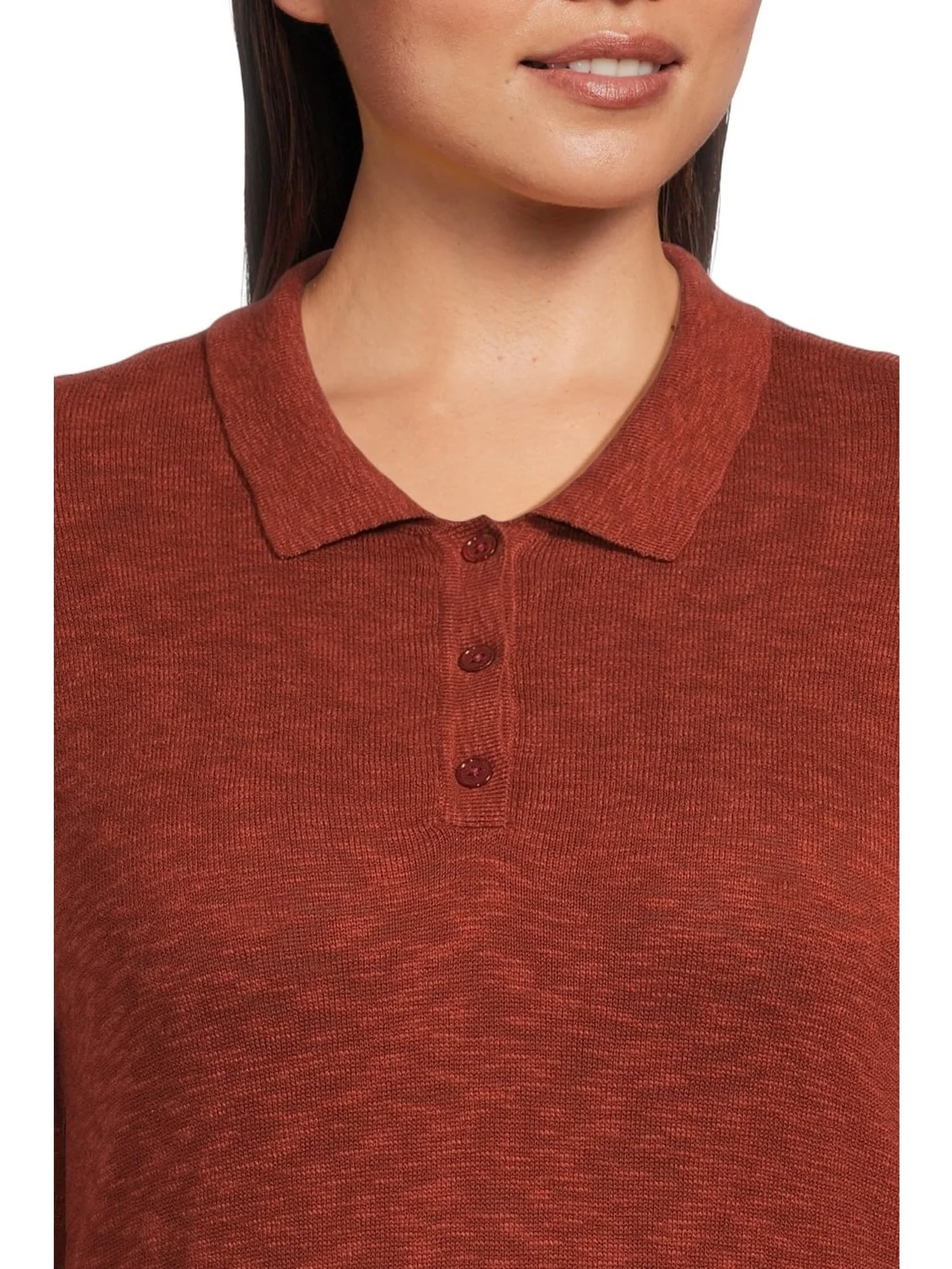 Свитер Mod-o-doc Women's Long Sleeve Polo Sweater, Cider — изображение 4 из 5, сайдер
