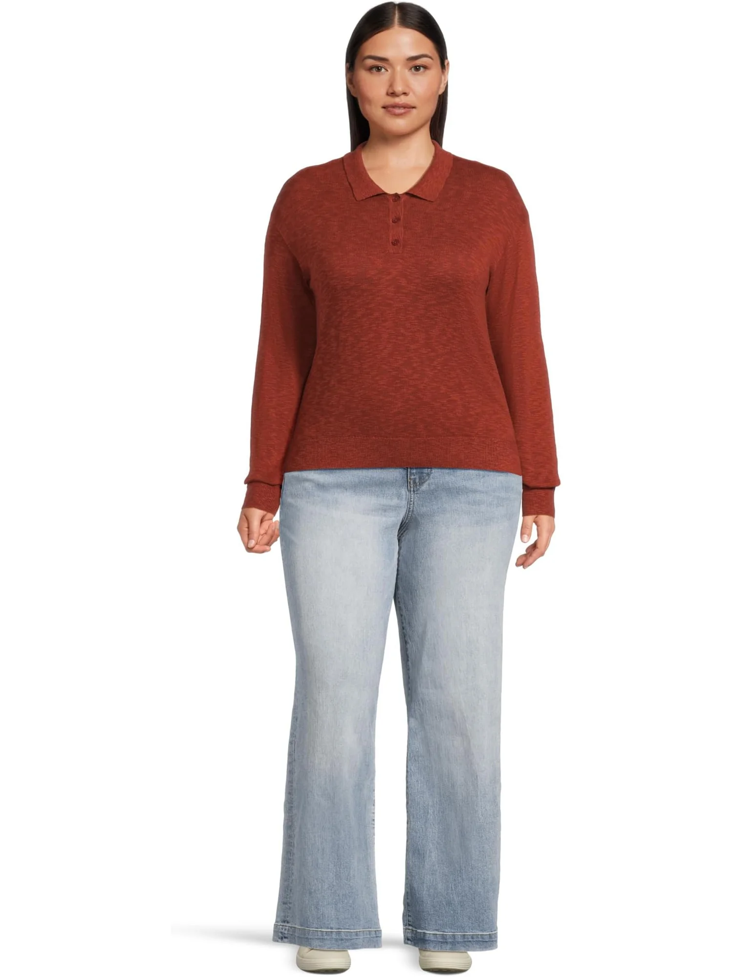 Свитер Mod-o-doc Women's Long Sleeve Polo Sweater, Cider — изображение 5 из 5, сайдер