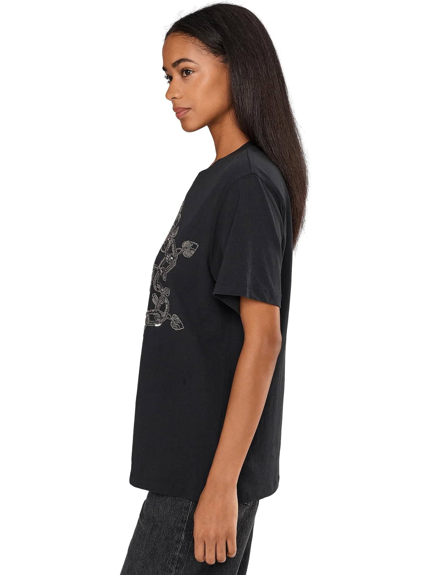 Женская футболка Drip Emb Bf AllSaints — изображение 3 из 5, черный