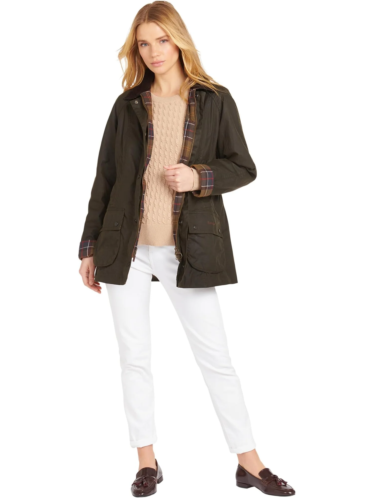 Женская классическая вощеная куртка Beadnell Barbour — изображение 4 из 4, оливковый